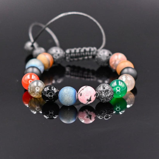 Women's Gemstone Beads Bracelet Agate Bracelet Macrame Bracelet Lava Stone Bracelet Rhodonite Bracelet Gift for Woman Tiger's Eye Bracelet - Shamballa Bracelet - Birthstone Bracelet - Yoga Bracelet -  Gemstone Bracelet Women - Chakra Bracelet - Macrame Bracelet - Healing Bracelet - Valinde
