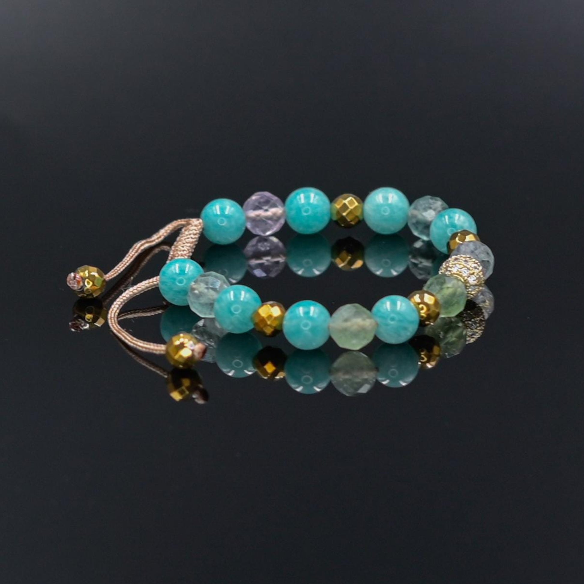 Amazonite and Fluorite Bracelet - Gold Hematite Jewelry for Women - Cubic Zirconia Crystal Bracelet - Natural Mint Gemstone Gift for Her, Beaded Square Stone Bracelet for Women, Anniversary Gift, Spiritual Stone Bracelet, Natural Gemstone Macrame Jewelry, Gift for Her, Protection Stone Jewelry, Natural Stone Jewelry for Women, Gift for Her, Women's Adjustable Braided Bracelet, Jewelry Gift for Her, Birthday Gift for Her, Women's Gemstone Hematite Adjustable Braided Bracelet, Gift for Her, Women's Gift