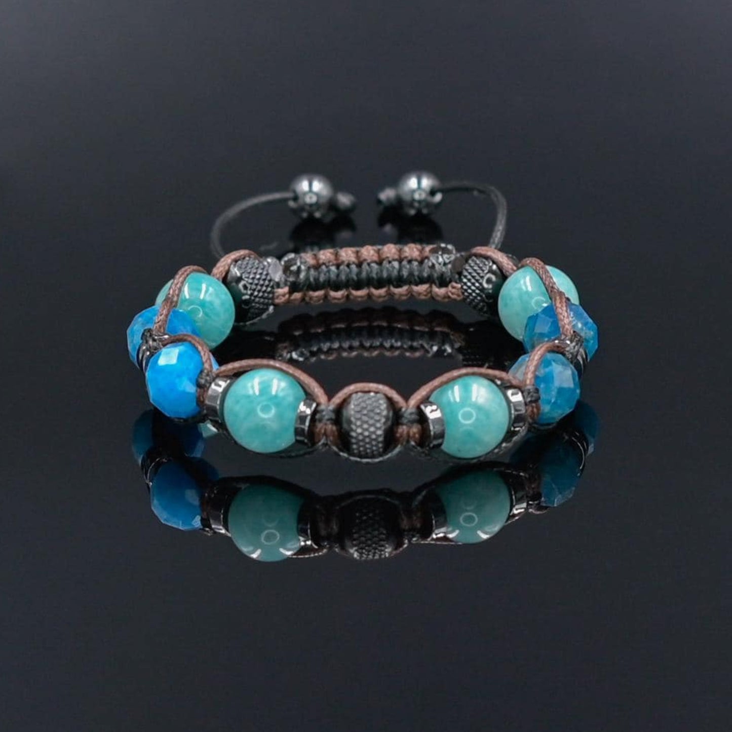 Women's Apatite Amazonite Gemstone Braided Adjustable Bracelet, Jewelry Gift for Her, Crystal Jewelry, Crystal Bracelet Set, Birthday Gift for Her, Women's Gemstone Hematite Adjustable Braided Bracelet, Gift for Her, Women's Gift - Shamballa Bracelet - Birthstone Bracelet - Yoga Bracelet -  Gemstone Bracelet Women - Chakra Bracelet - Macrame Bracelet - Healing Bracelet - Valinde
