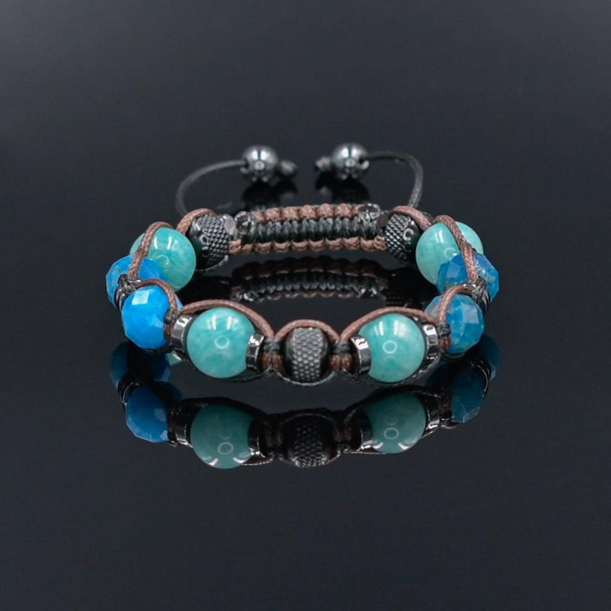 Women's Apatite Amazonite Gemstone Braided Adjustable Bracelet, Jewelry Gift for Her, Crystal Jewelry, Crystal Bracelet Set, Birthday Gift for Her, Women's Gemstone Hematite Adjustable Braided Bracelet, Gift for Her, Women's Gift - Shamballa Bracelet - Birthstone Bracelet - Yoga Bracelet -  Gemstone Bracelet Women - Chakra Bracelet - Macrame Bracelet - Healing Bracelet - Valinde
