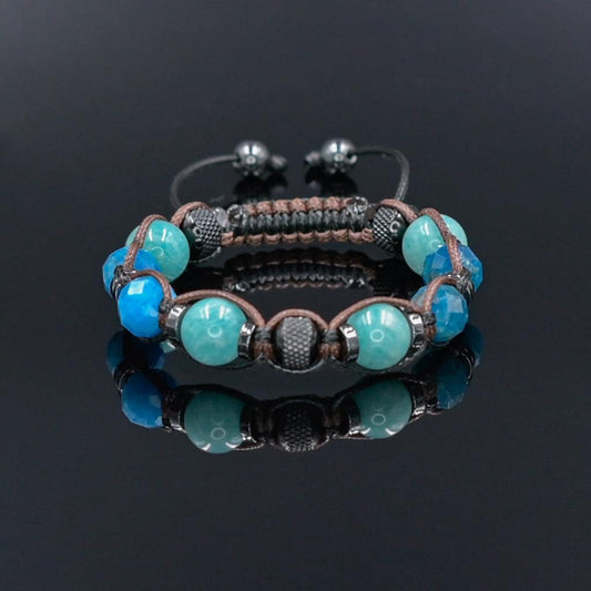 Women's Apatite Amazonite Gemstone Braided Adjustable Bracelet, Jewelry Gift for Her, Crystal Jewelry, Crystal Bracelet Set, Birthday Gift for Her, Women's Gemstone Hematite Adjustable Braided Bracelet, Gift for Her, Women's Gift - Shamballa Bracelet - Birthstone Bracelet - Yoga Bracelet -  Gemstone Bracelet Women - Chakra Bracelet - Macrame Bracelet - Healing Bracelet - Valinde
