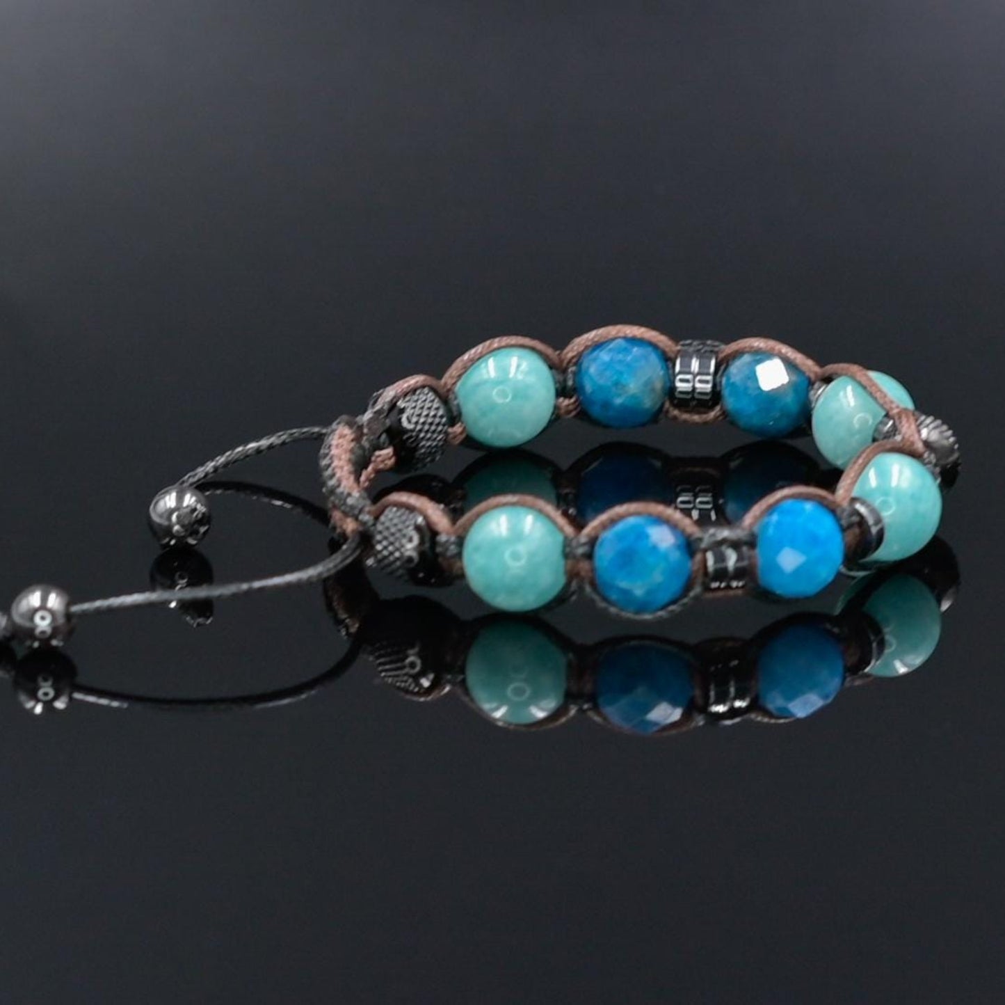 Women's Apatite Amazonite Gemstone Braided Adjustable Bracelet, Jewelry Gift for Her, Crystal Jewelry, Crystal Bracelet Set, Birthday Gift for Her, Women's Gemstone Hematite Adjustable Braided Bracelet, Gift for Her, Women's Gift - Shamballa Bracelet - Birthstone Bracelet - Yoga Bracelet -  Gemstone Bracelet Women - Chakra Bracelet - Macrame Bracelet - Healing Bracelet - Valinde
