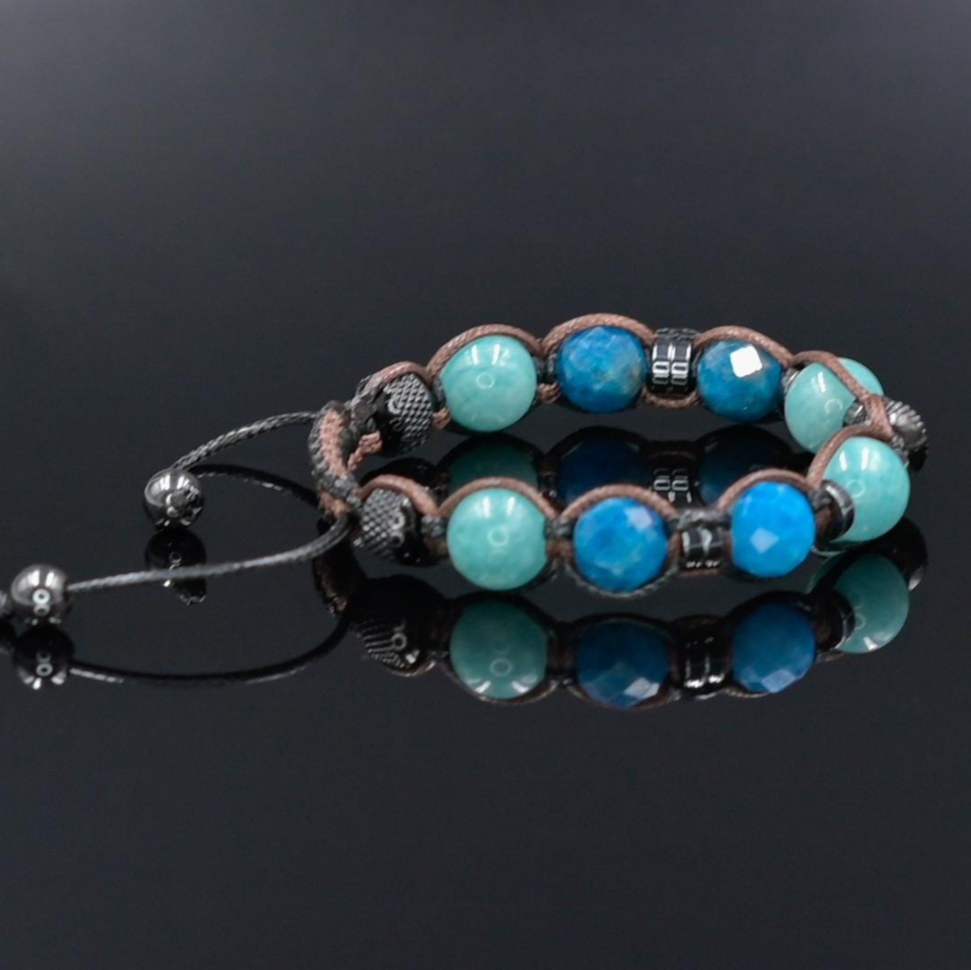 Women's Apatite Amazonite Gemstone Braided Adjustable Bracelet, Jewelry Gift for Her, Crystal Jewelry, Crystal Bracelet Set, Birthday Gift for Her, Women's Gemstone Hematite Adjustable Braided Bracelet, Gift for Her, Women's Gift - Shamballa Bracelet - Birthstone Bracelet - Yoga Bracelet -  Gemstone Bracelet Women - Chakra Bracelet - Macrame Bracelet - Healing Bracelet - Valinde
