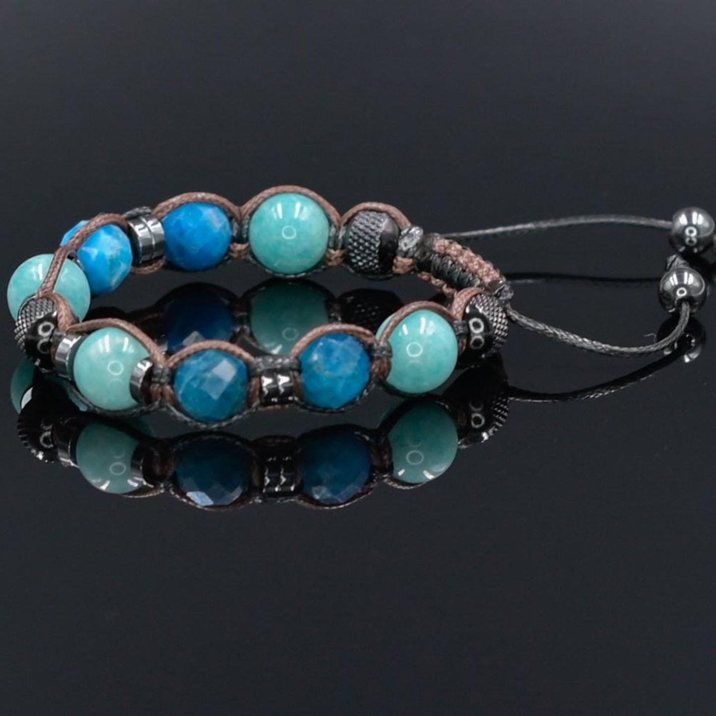 Women's Apatite Amazonite Gemstone Braided Adjustable Bracelet, Jewelry Gift for Her, Crystal Jewelry, Crystal Bracelet Set, Birthday Gift for Her, Women's Gemstone Hematite Adjustable Braided Bracelet, Gift for Her, Women's Gift - Shamballa Bracelet - Birthstone Bracelet - Yoga Bracelet -  Gemstone Bracelet Women - Chakra Bracelet - Macrame Bracelet - Healing Bracelet - Valinde
