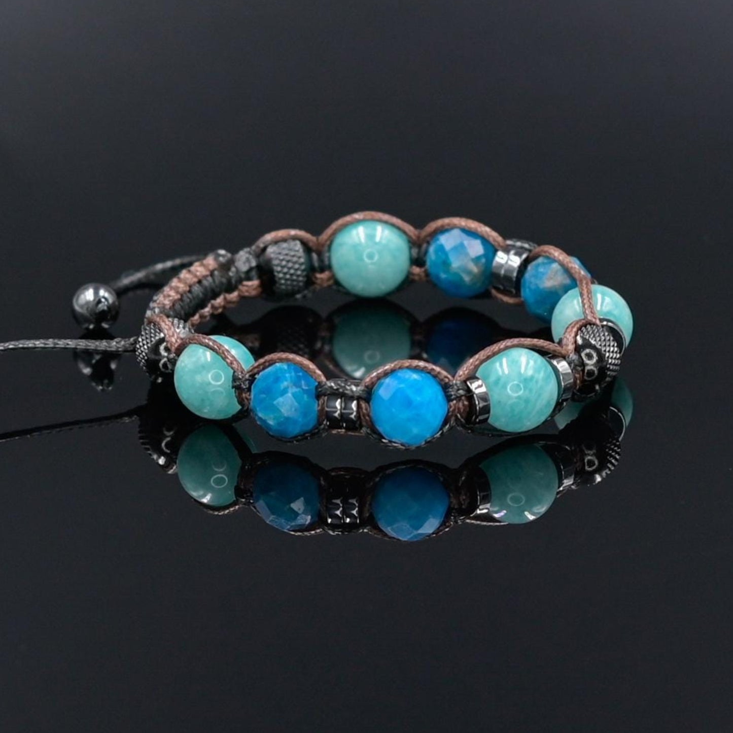 Women's Apatite Amazonite Gemstone Braided Adjustable Bracelet, Jewelry Gift for Her, Crystal Jewelry, Crystal Bracelet Set, Birthday Gift for Her, Women's Gemstone Hematite Adjustable Braided Bracelet, Gift for Her, Women's Gift - Shamballa Bracelet - Birthstone Bracelet - Yoga Bracelet -  Gemstone Bracelet Women - Chakra Bracelet - Macrame Bracelet - Healing Bracelet - Valinde
