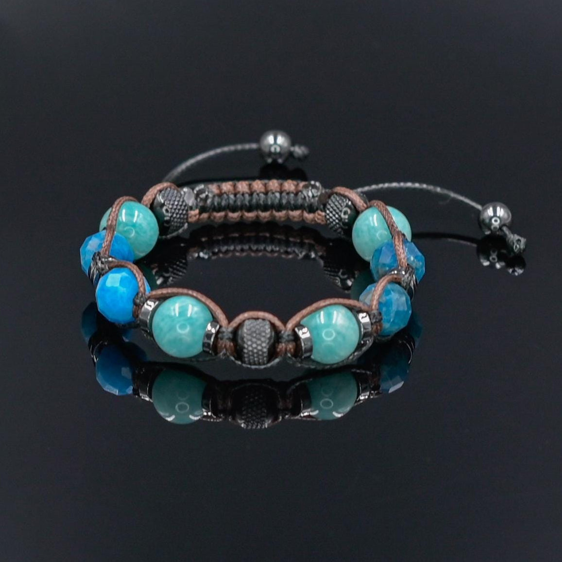 Women's Apatite Amazonite Gemstone Braided Adjustable Bracelet, Jewelry Gift for Her, Crystal Jewelry, Crystal Bracelet Set, Birthday Gift for Her, Women's Gemstone Hematite Adjustable Braided Bracelet, Gift for Her, Women's Gift - Shamballa Bracelet - Birthstone Bracelet - Yoga Bracelet -  Gemstone Bracelet Women - Chakra Bracelet - Macrame Bracelet - Healing Bracelet - Valinde
