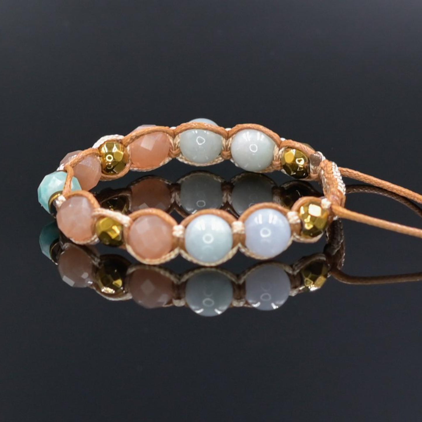 Jade Sunstone & Amazonite Bracelet, Natural Gemstone Macrame Jewelry, Gift for Her, Protection Stone Jewelry, Natural Stone Jewelry for Women, Gift for Her, Women's Adjustable Braided Bracelet, Jewelry Gift for Her, Birthday Gift for Her, Women's Gemstone Hematite Adjustable Braided Bracelet, Gift for Her, Women's Gift - Shamballa Bracelet - Birthstone Bracelet - Yoga Bracelet -  Gemstone Bracelet Women - Chakra Bracelet - Macrame Bracelet - Healing Bracelet - Valinde
