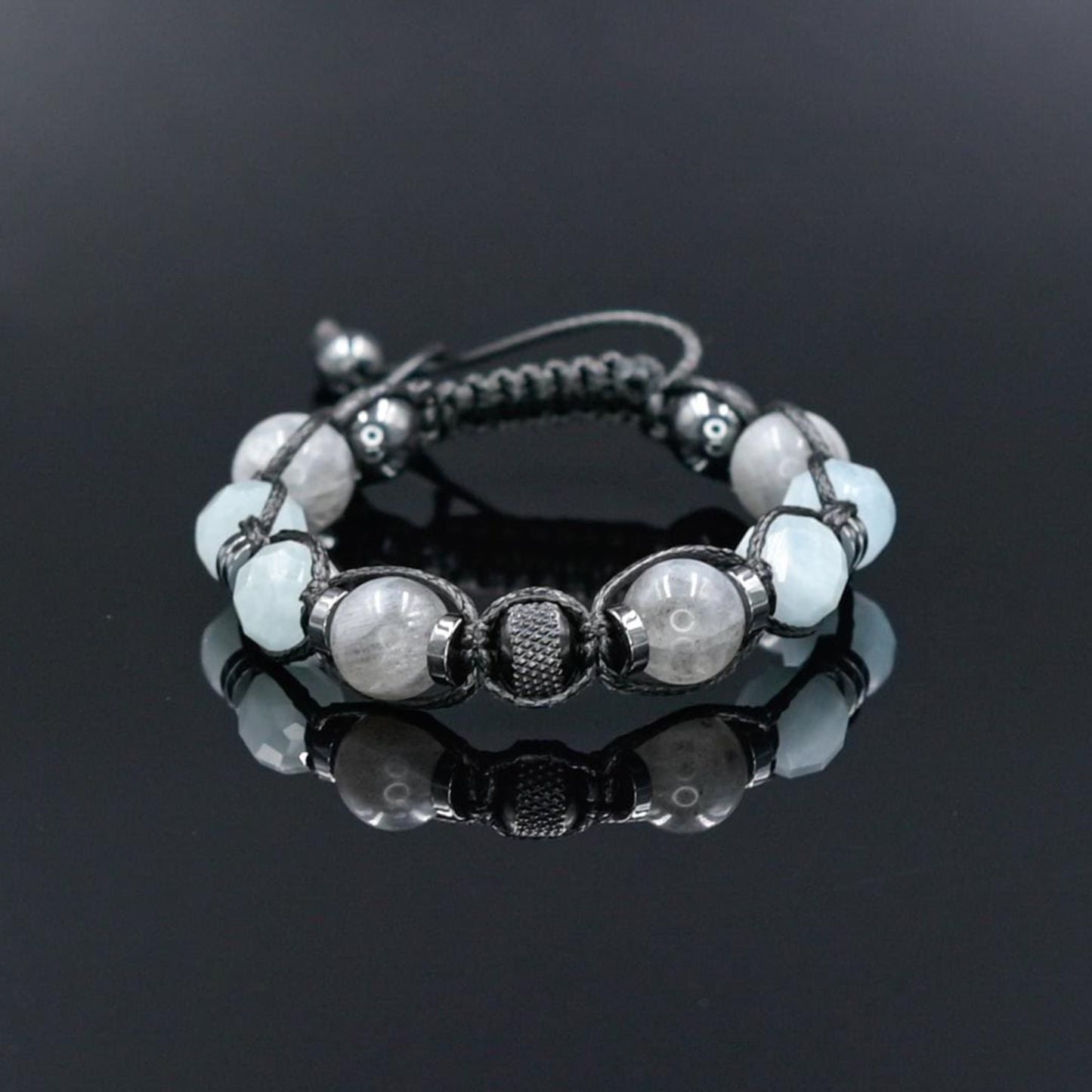 Aquamarine & Labradorite Bracelet, Natural Gemstone Macrame Jewelry, Gift for Her, Protection Stone Jewelry, Natural Stone Jewelry for Women, Gift for Her, Women's Adjustable Braided Bracelet, Jewelry Gift for Her, Birthday Gift for Her, Women's Gemstone Hematite Adjustable Braided Bracelet, Gift for Her, Women's Gift - Shamballa Bracelet - Birthstone Bracelet - Yoga Bracelet -  Gemstone Bracelet Women - Chakra Bracelet - Macrame Bracelet - Healing Bracelet - Valinde
