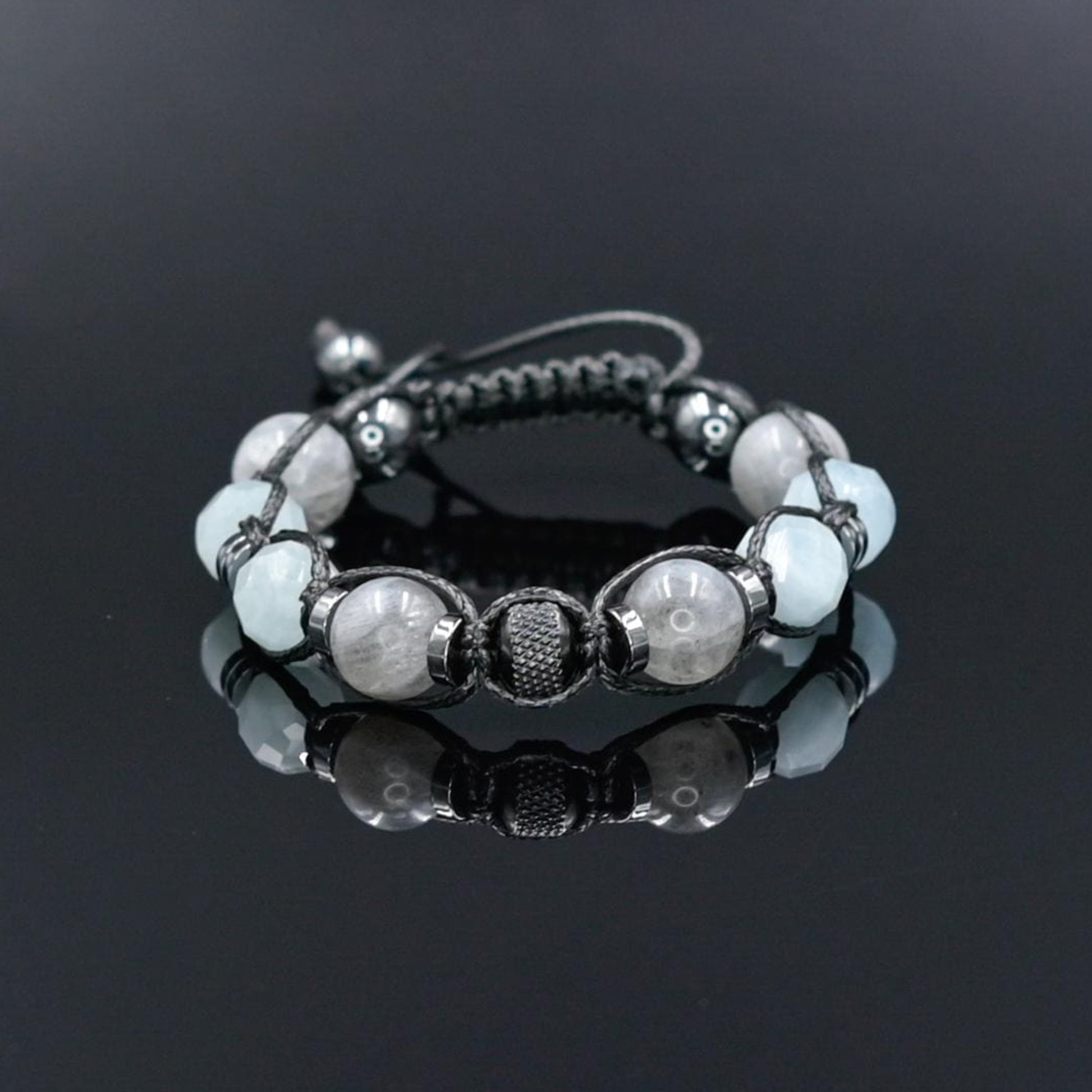 Aquamarine & Labradorite Bracelet, Natural Gemstone Macrame Jewelry, Gift for Her, Protection Stone Jewelry, Natural Stone Jewelry for Women, Gift for Her, Women's Adjustable Braided Bracelet, Jewelry Gift for Her, Birthday Gift for Her, Women's Gemstone Hematite Adjustable Braided Bracelet, Gift for Her, Women's Gift - Shamballa Bracelet - Birthstone Bracelet - Yoga Bracelet -  Gemstone Bracelet Women - Chakra Bracelet - Macrame Bracelet - Healing Bracelet - Valinde
