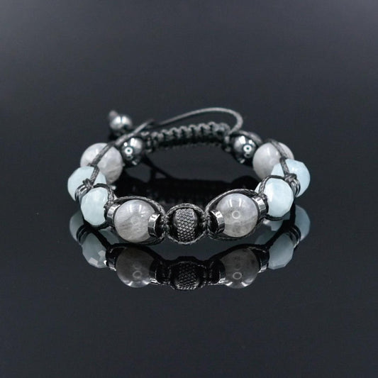 Aquamarine & Labradorite Bracelet, Natural Gemstone Macrame Jewelry, Gift for Her, Protection Stone Jewelry, Natural Stone Jewelry for Women, Gift for Her, Women's Adjustable Braided Bracelet, Jewelry Gift for Her, Birthday Gift for Her, Women's Gemstone Hematite Adjustable Braided Bracelet, Gift for Her, Women's Gift - Shamballa Bracelet - Birthstone Bracelet - Yoga Bracelet -  Gemstone Bracelet Women - Chakra Bracelet - Macrame Bracelet - Healing Bracelet - Valinde
