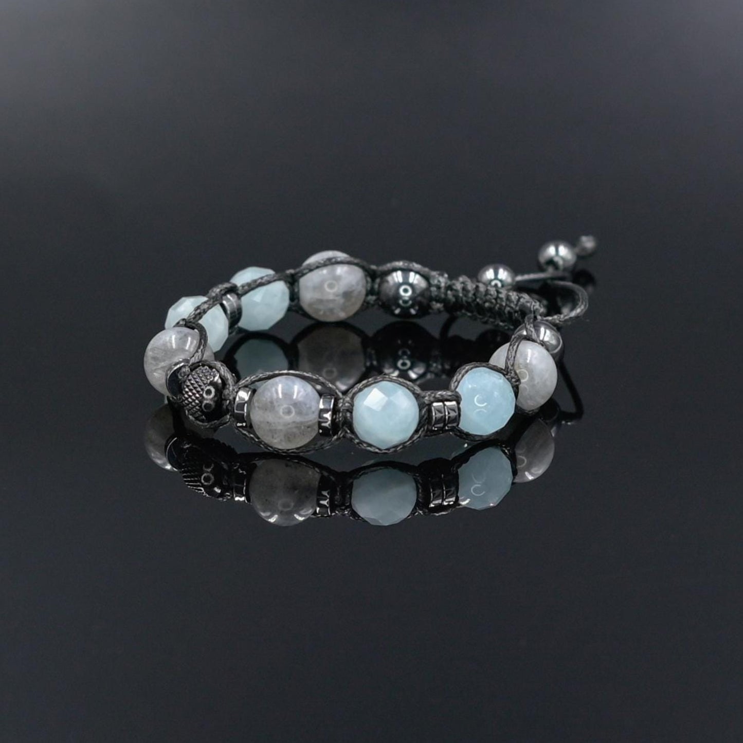 Aquamarine & Labradorite Bracelet, Natural Gemstone Macrame Jewelry, Gift for Her, Protection Stone Jewelry, Natural Stone Jewelry for Women, Gift for Her, Women's Adjustable Braided Bracelet, Jewelry Gift for Her, Birthday Gift for Her, Women's Gemstone Hematite Adjustable Braided Bracelet, Gift for Her, Women's Gift - Shamballa Bracelet - Birthstone Bracelet - Yoga Bracelet -  Gemstone Bracelet Women - Chakra Bracelet - Macrame Bracelet - Healing Bracelet - Valinde
