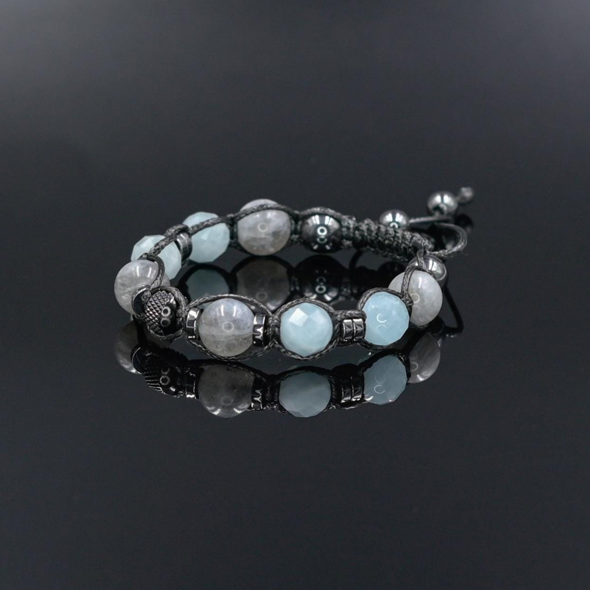 Aquamarine & Labradorite Bracelet, Natural Gemstone Macrame Jewelry, Gift for Her, Protection Stone Jewelry, Natural Stone Jewelry for Women, Gift for Her, Women's Adjustable Braided Bracelet, Jewelry Gift for Her, Birthday Gift for Her, Women's Gemstone Hematite Adjustable Braided Bracelet, Gift for Her, Women's Gift - Shamballa Bracelet - Birthstone Bracelet - Yoga Bracelet -  Gemstone Bracelet Women - Chakra Bracelet - Macrame Bracelet - Healing Bracelet - Valinde
