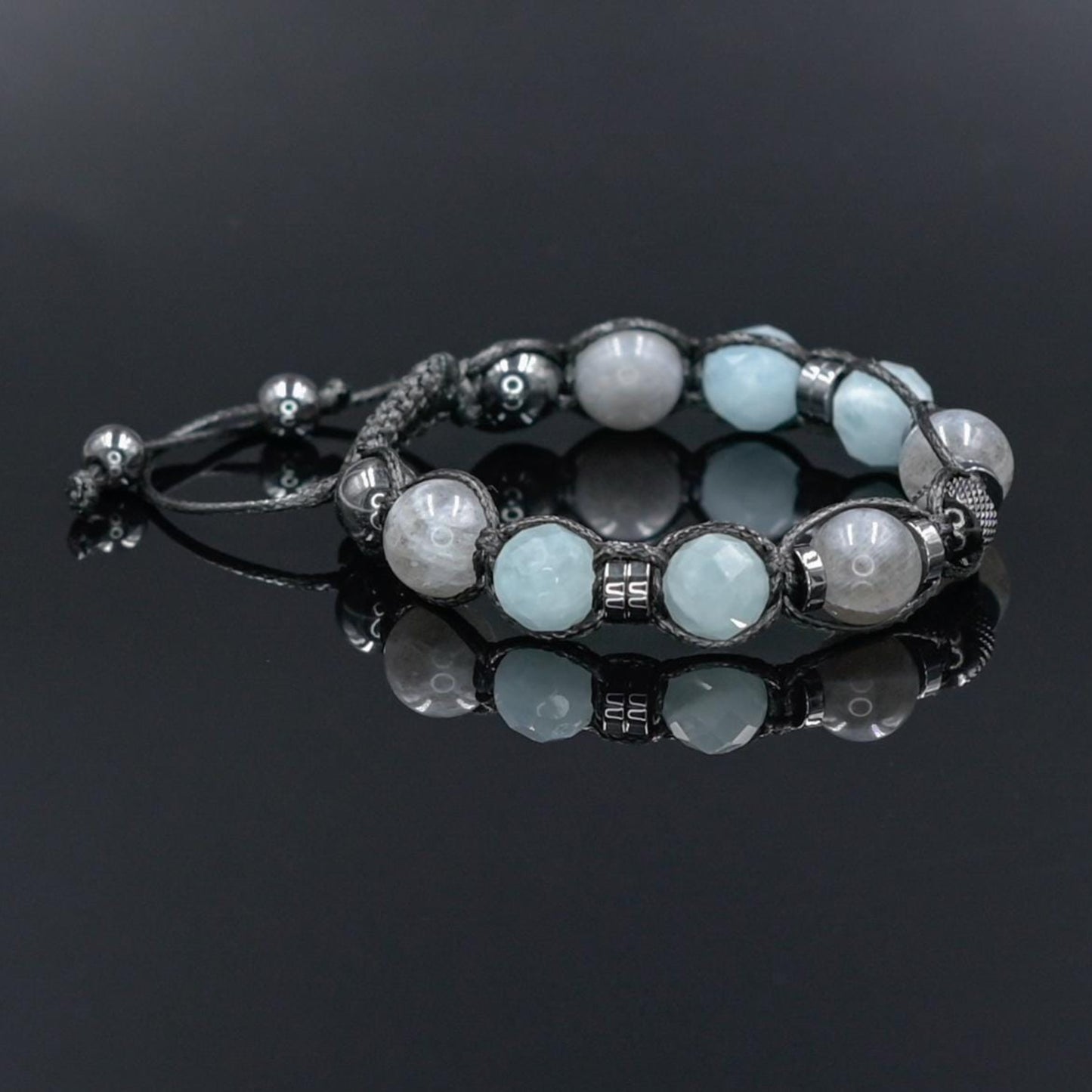 Aquamarine & Labradorite Bracelet, Natural Gemstone Macrame Jewelry, Gift for Her, Protection Stone Jewelry, Natural Stone Jewelry for Women, Gift for Her, Women's Adjustable Braided Bracelet, Jewelry Gift for Her, Birthday Gift for Her, Women's Gemstone Hematite Adjustable Braided Bracelet, Gift for Her, Women's Gift - Shamballa Bracelet - Birthstone Bracelet - Yoga Bracelet -  Gemstone Bracelet Women - Chakra Bracelet - Macrame Bracelet - Healing Bracelet - Valinde
