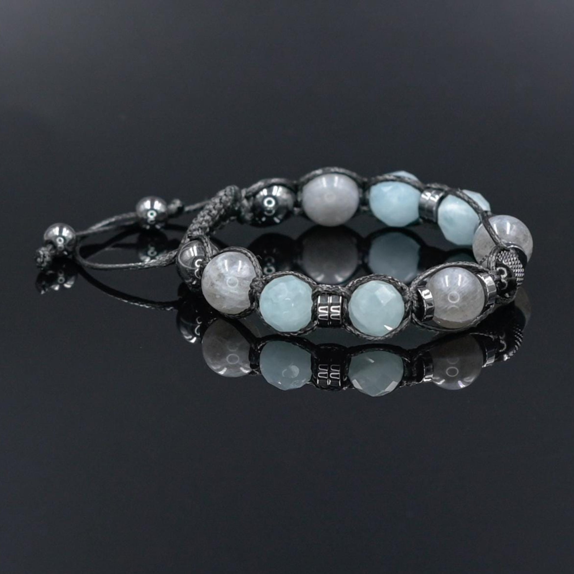 Aquamarine & Labradorite Bracelet, Natural Gemstone Macrame Jewelry, Gift for Her, Protection Stone Jewelry, Natural Stone Jewelry for Women, Gift for Her, Women's Adjustable Braided Bracelet, Jewelry Gift for Her, Birthday Gift for Her, Women's Gemstone Hematite Adjustable Braided Bracelet, Gift for Her, Women's Gift - Shamballa Bracelet - Birthstone Bracelet - Yoga Bracelet -  Gemstone Bracelet Women - Chakra Bracelet - Macrame Bracelet - Healing Bracelet - Valinde
