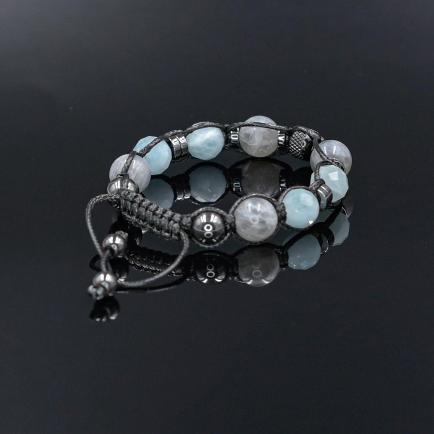 Aquamarine & Labradorite Bracelet, Natural Gemstone Macrame Jewelry, Gift for Her, Protection Stone Jewelry, Natural Stone Jewelry for Women, Gift for Her, Women's Adjustable Braided Bracelet, Jewelry Gift for Her, Birthday Gift for Her, Women's Gemstone Hematite Adjustable Braided Bracelet, Gift for Her, Women's Gift - Shamballa Bracelet - Birthstone Bracelet - Yoga Bracelet -  Gemstone Bracelet Women - Chakra Bracelet - Macrame Bracelet - Healing Bracelet - Valinde
