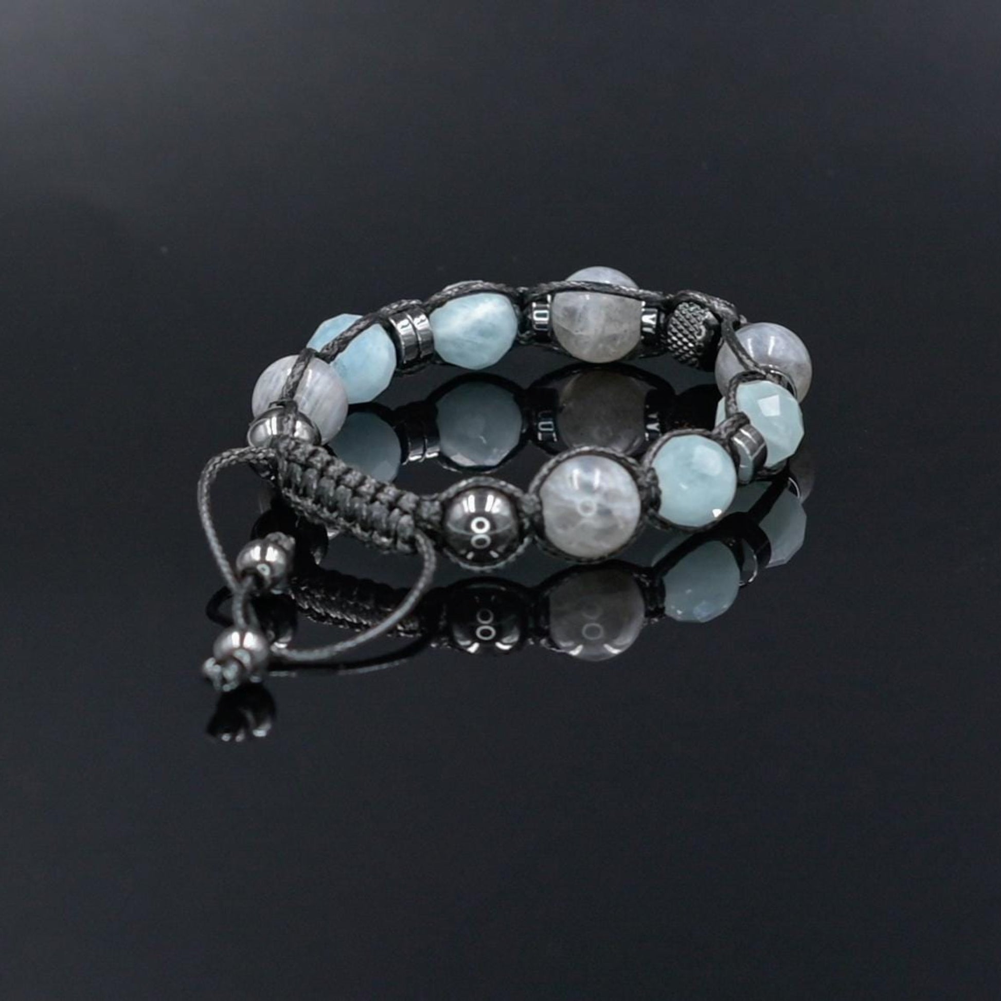 Aquamarine & Labradorite Bracelet, Natural Gemstone Macrame Jewelry, Gift for Her, Protection Stone Jewelry, Natural Stone Jewelry for Women, Gift for Her, Women's Adjustable Braided Bracelet, Jewelry Gift for Her, Birthday Gift for Her, Women's Gemstone Hematite Adjustable Braided Bracelet, Gift for Her, Women's Gift - Shamballa Bracelet - Birthstone Bracelet - Yoga Bracelet -  Gemstone Bracelet Women - Chakra Bracelet - Macrame Bracelet - Healing Bracelet - Valinde
