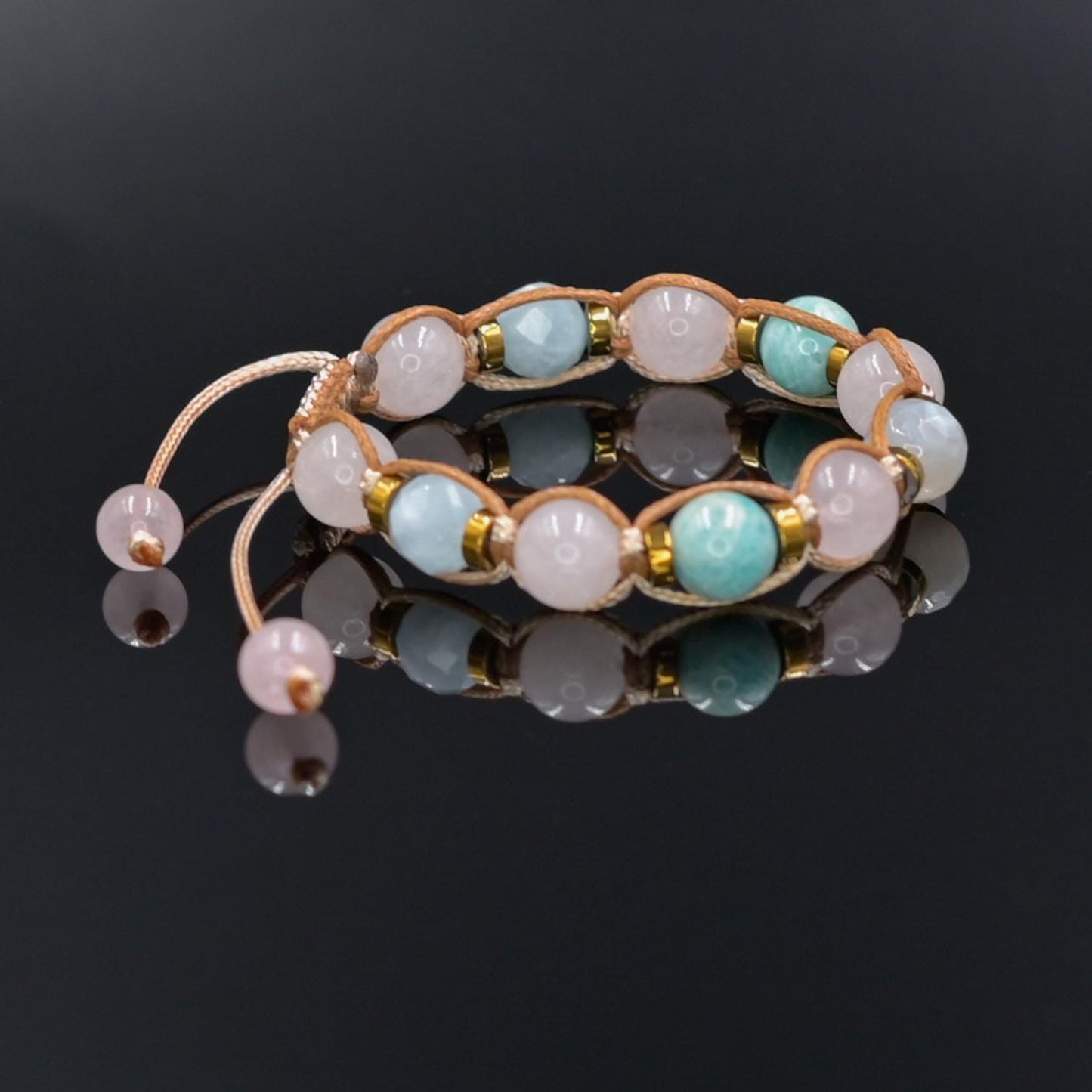 Braided Rose Quartz Aquamarine Amazonite Bracelet, Natural Stone Jewelry for Women, Gift for Her, Women's Adjustable Braided Bracelet, Jewelry Gift for Her, Birthday Gift for Her, Women's Gemstone Hematite Adjustable Braided Bracelet, Gift for Her, Women's Gift - Shamballa Bracelet - Birthstone Bracelet - Yoga Bracelet -  Gemstone Bracelet Women - Chakra Bracelet - Macrame Bracelet - Healing Bracelet - Valinde
