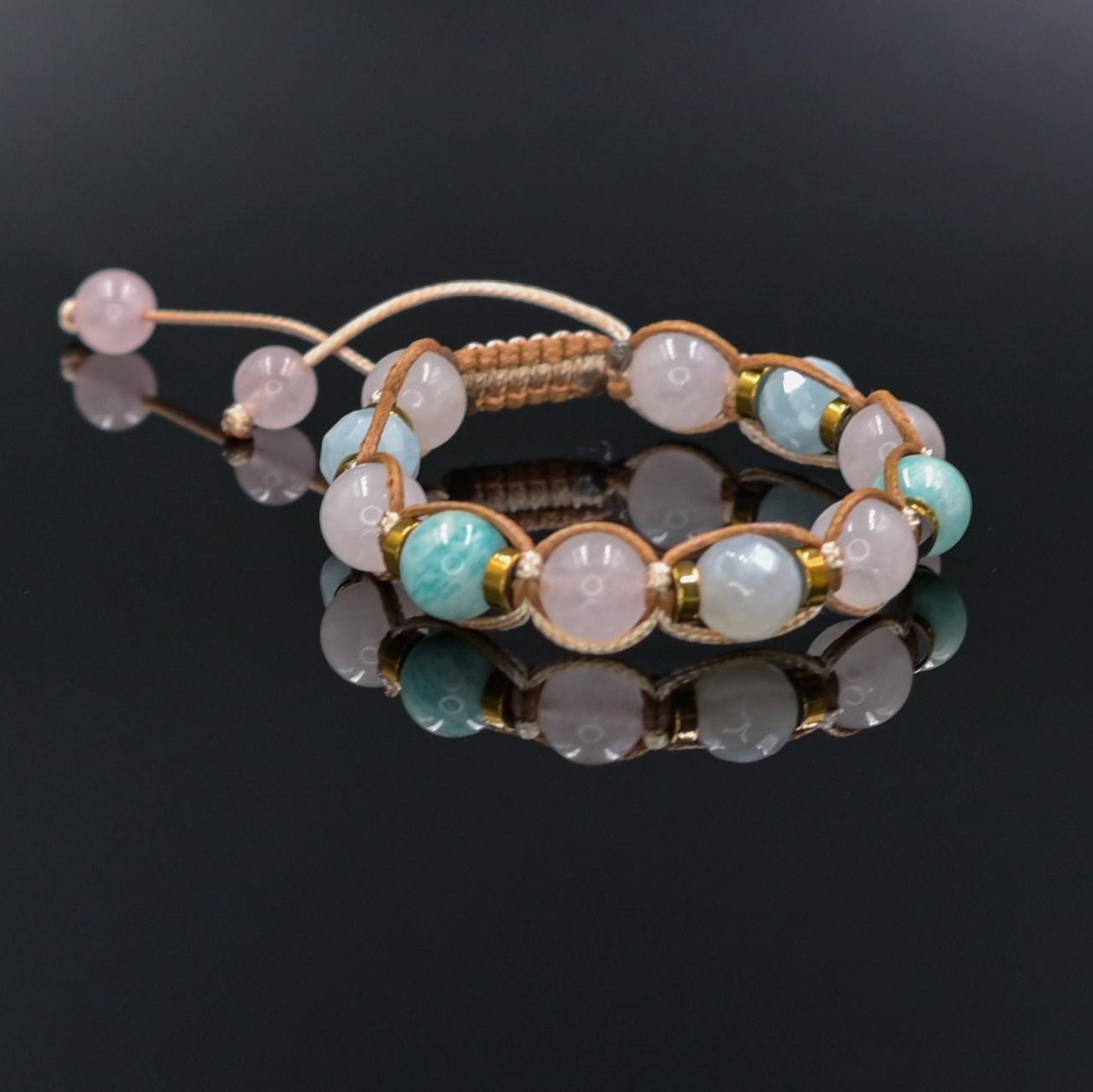 Braided Rose Quartz Aquamarine Amazonite Bracelet, Natural Stone Jewelry for Women, Gift for Her, Women's Adjustable Braided Bracelet, Jewelry Gift for Her, Birthday Gift for Her, Women's Gemstone Hematite Adjustable Braided Bracelet, Gift for Her, Women's Gift - Shamballa Bracelet - Birthstone Bracelet - Yoga Bracelet -  Gemstone Bracelet Women - Chakra Bracelet - Macrame Bracelet - Healing Bracelet - Valinde
