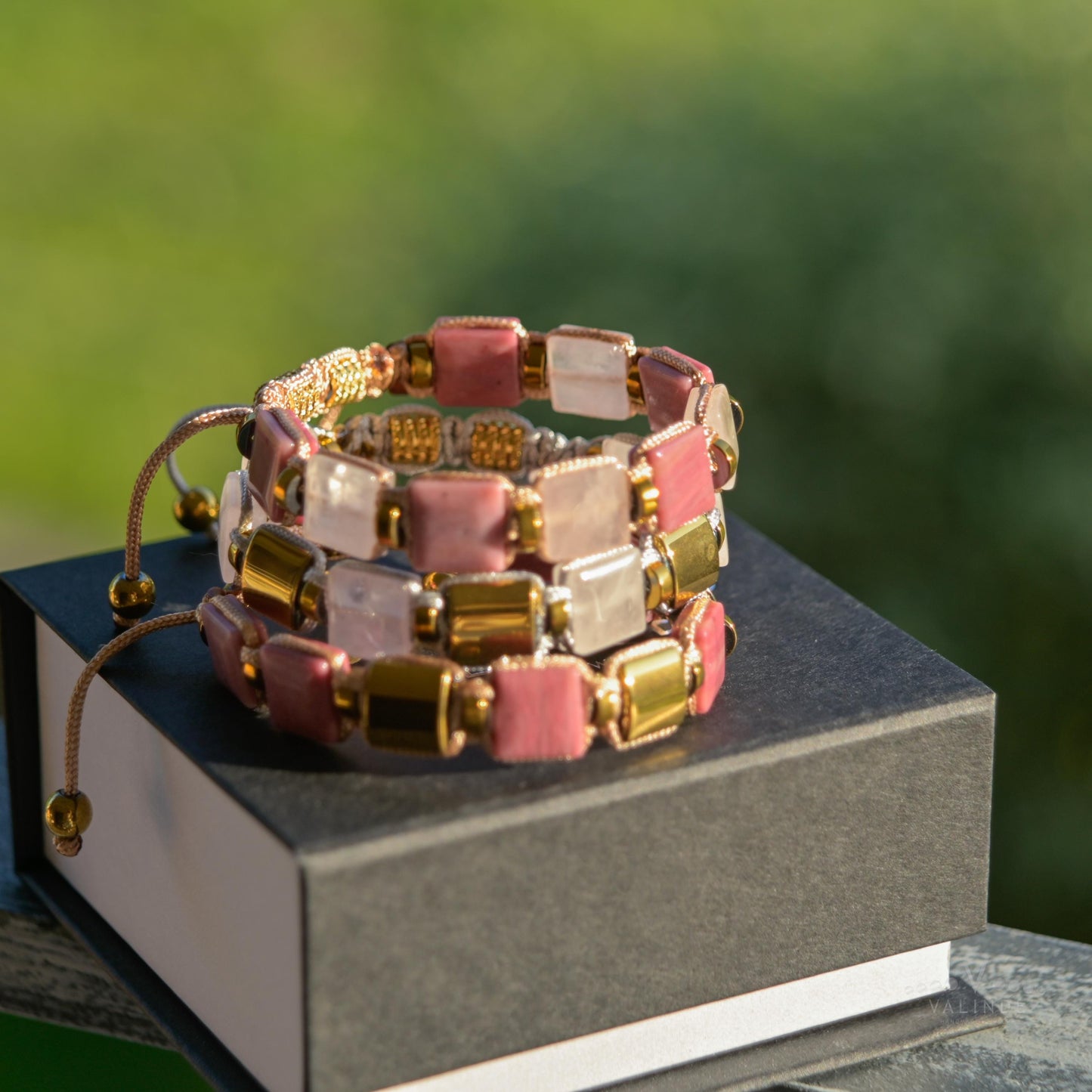 Rose Quartz and Gold Hematite Bracelet, Beaded Square Stone Bracelet for Women, Anniversary Gift, Spiritual Stone Bracelet, Natural Gemstone Macrame Jewelry, Gift for Her, Protection Stone Jewelry, Natural Stone Jewelry for Women, Gift for Her, Women's Adjustable Braided Bracelet, Jewelry Gift for Her, Birthday Gift for Her, Women's Gemstone Hematite Adjustable Braided Bracelet, Gift for Her, Women's Gift - Shamballa Bracelet - Birthstone Bracelet - Yoga Bracelet -  Gemstone Bracelet Women - Chakra Bracelet