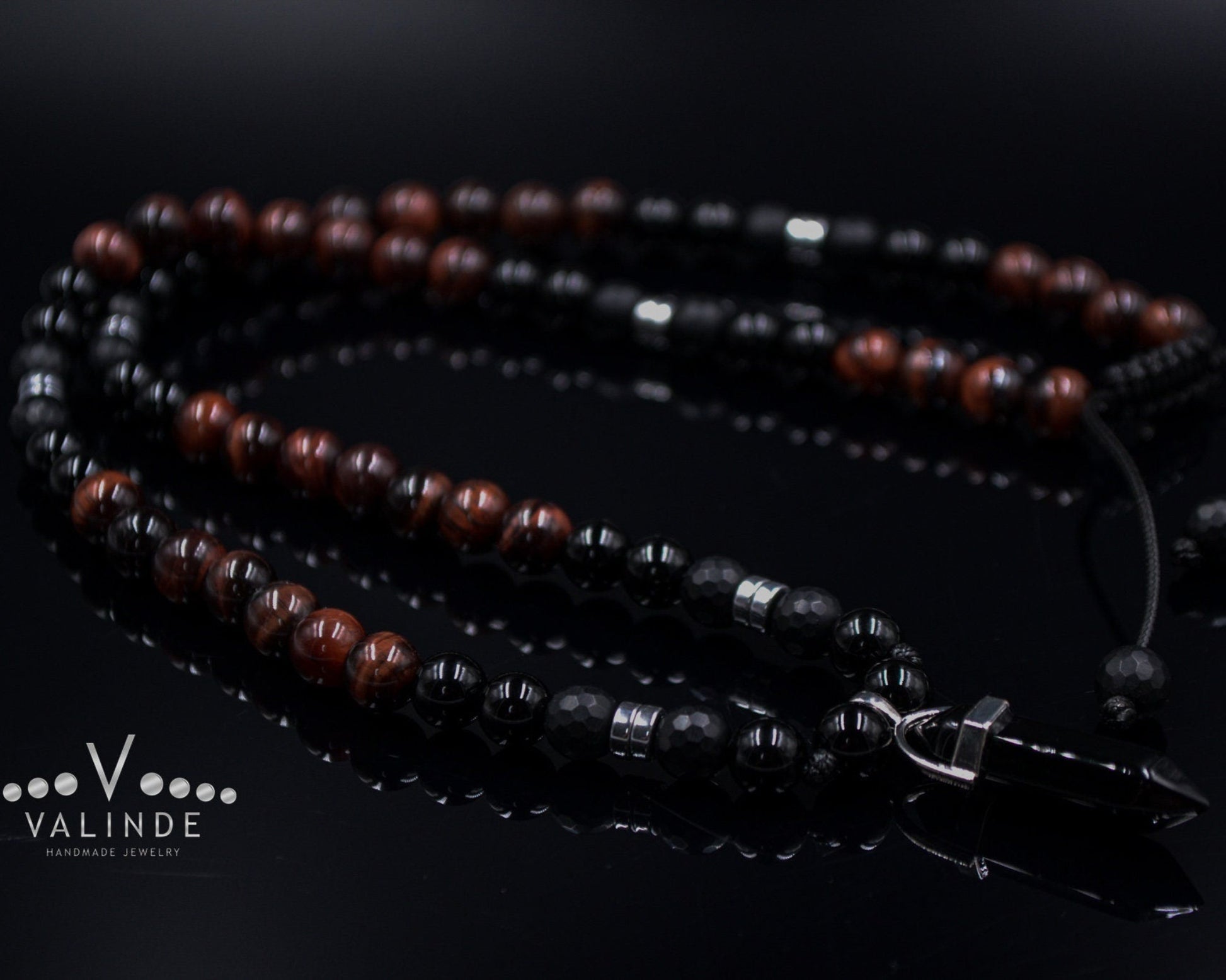 Men's Tiger Eye Knotted Necklace / Lava Stone Necklace / Short Necklace / Tiger's Eye Necklace / Handknotted Necklace / Gift for Men - Shamballa Necklace - Birthstone Necklace - Gemstone Necklace Men - Chakra Necklace - Yoga Necklace - Mantra Necklace -Macrame Necklace  - Healing Necklace - Gift for Father - Gift For Men - Valinde
