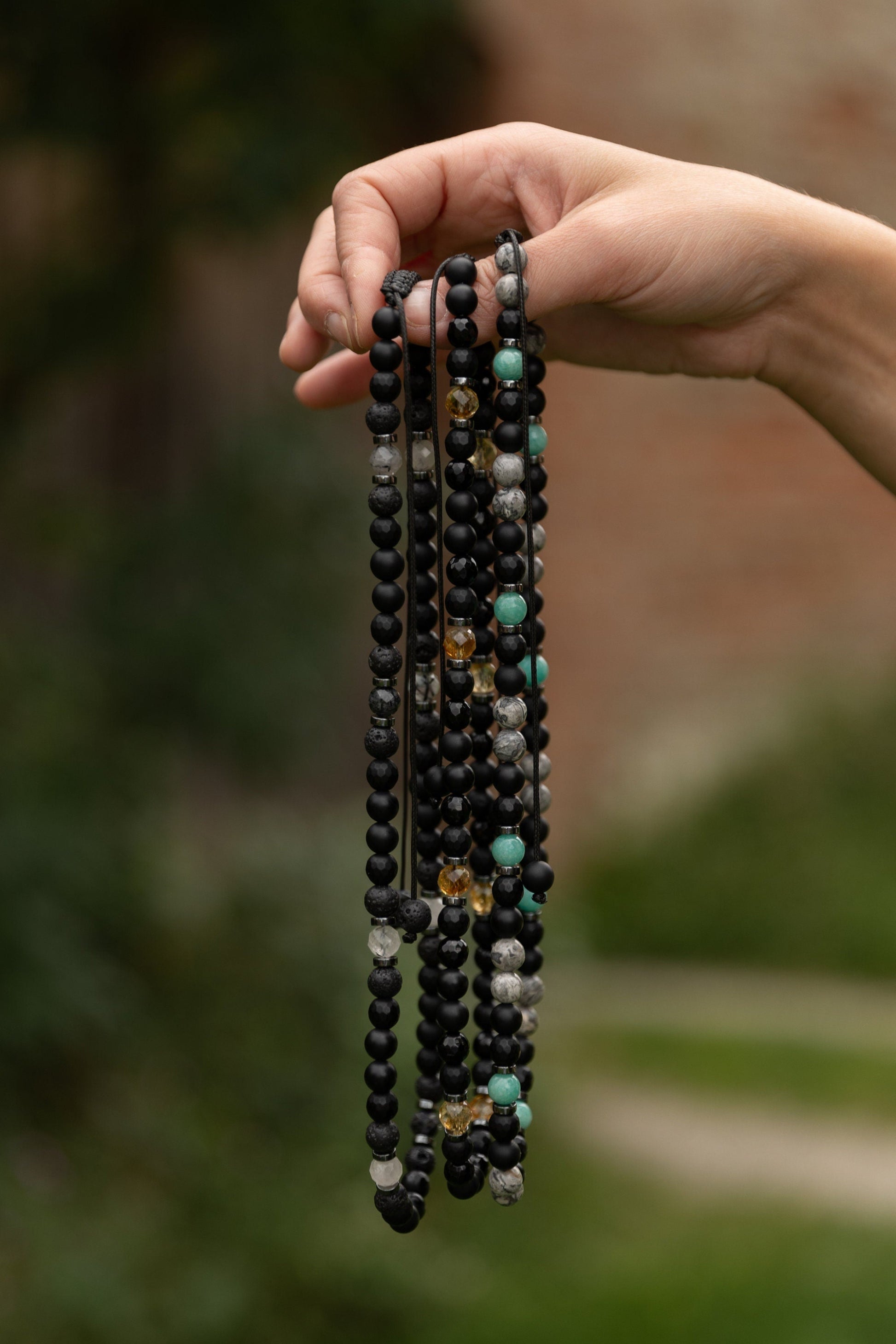 Men's Amazonite Necklace, Grey Jasper Black Onyx Adjustable Necklace, Gift for Men, Short Summer Necklace, Gemstone Necklace, Stone Necklace  - Shamballa Necklace - Birthstone Necklace - Gemstone Necklace Men - Chakra Necklace - Macrame Necklace  - Healing Necklace - Valinde
