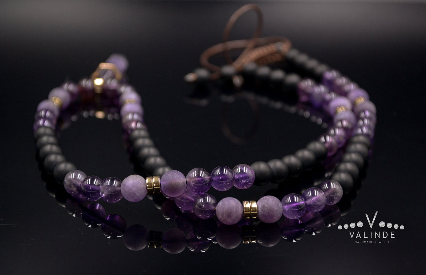 Men's Amethyst Crystal Necklace Long Beaded Necklace Amethyst Pendant Necklace Gift for Men Adjustable Unisex Necklace Man Stone Necklace - Shamballa Necklace - Birthstone Necklace - Gemstone Necklace Men - Chakra Necklace - Yoga Necklace - Mantra Necklace -Macrame Necklace  - Healing Necklace - Valinde

