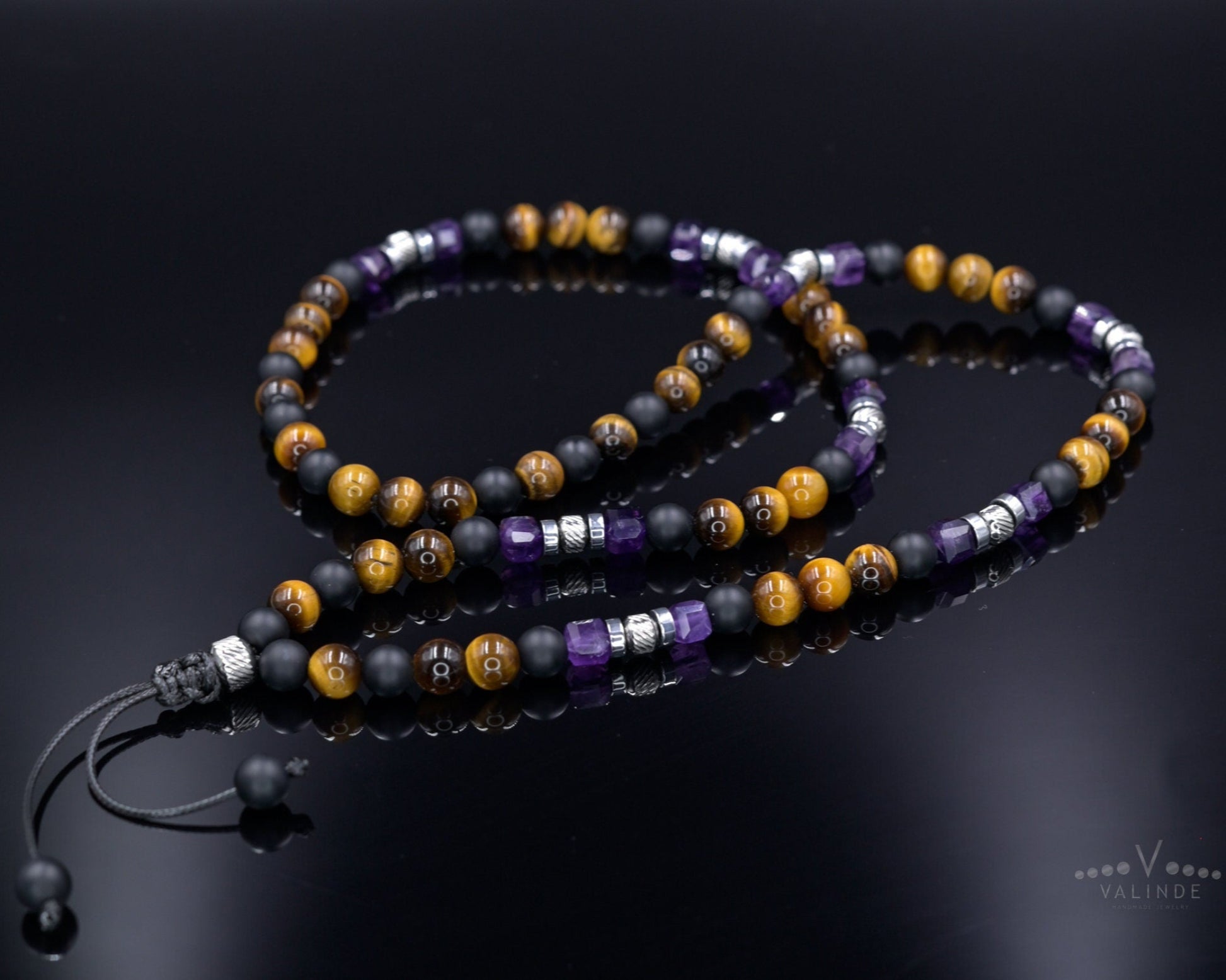 Men's Emerald Sapphire Malachite Gemstone Necklace, Short Chysoprase Beaded Necklace, Luxury Necklace, Gift for Him, Adjustable Necklace - Shamballa Necklace - Birthstone Necklace - Gemstone Necklace Men - Chakra Necklace - Macrame Necklace  - Healing Necklace - Valinde

