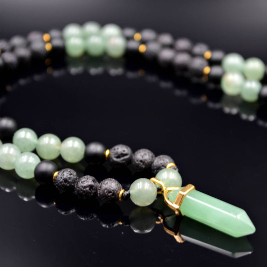 Men's Aventurine Necklace Pendant Necklace Crystal Necklace Beaded Necklace Lava Stone Necklace Gemstone Necklace Gift for Men Jewelry - Shamballa Necklace - Birthstone Necklace - Gemstone Necklace Men - Chakra Necklace - Macrame Necklace  - Healing Necklace - Valinde