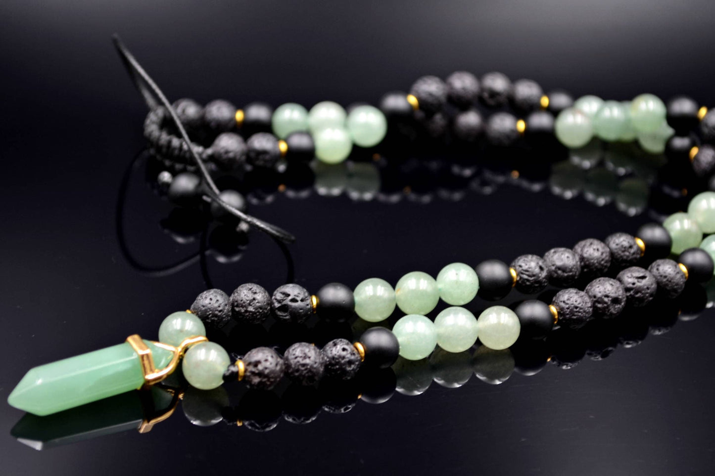 Men's Aventurine Necklace Pendant Necklace Crystal Necklace Beaded Necklace Lava Stone Necklace Gemstone Necklace Gift for Men Jewelry - Shamballa Necklace - Birthstone Necklace - Gemstone Necklace Men - Chakra Necklace - Macrame Necklace  - Healing Necklace - Valinde
