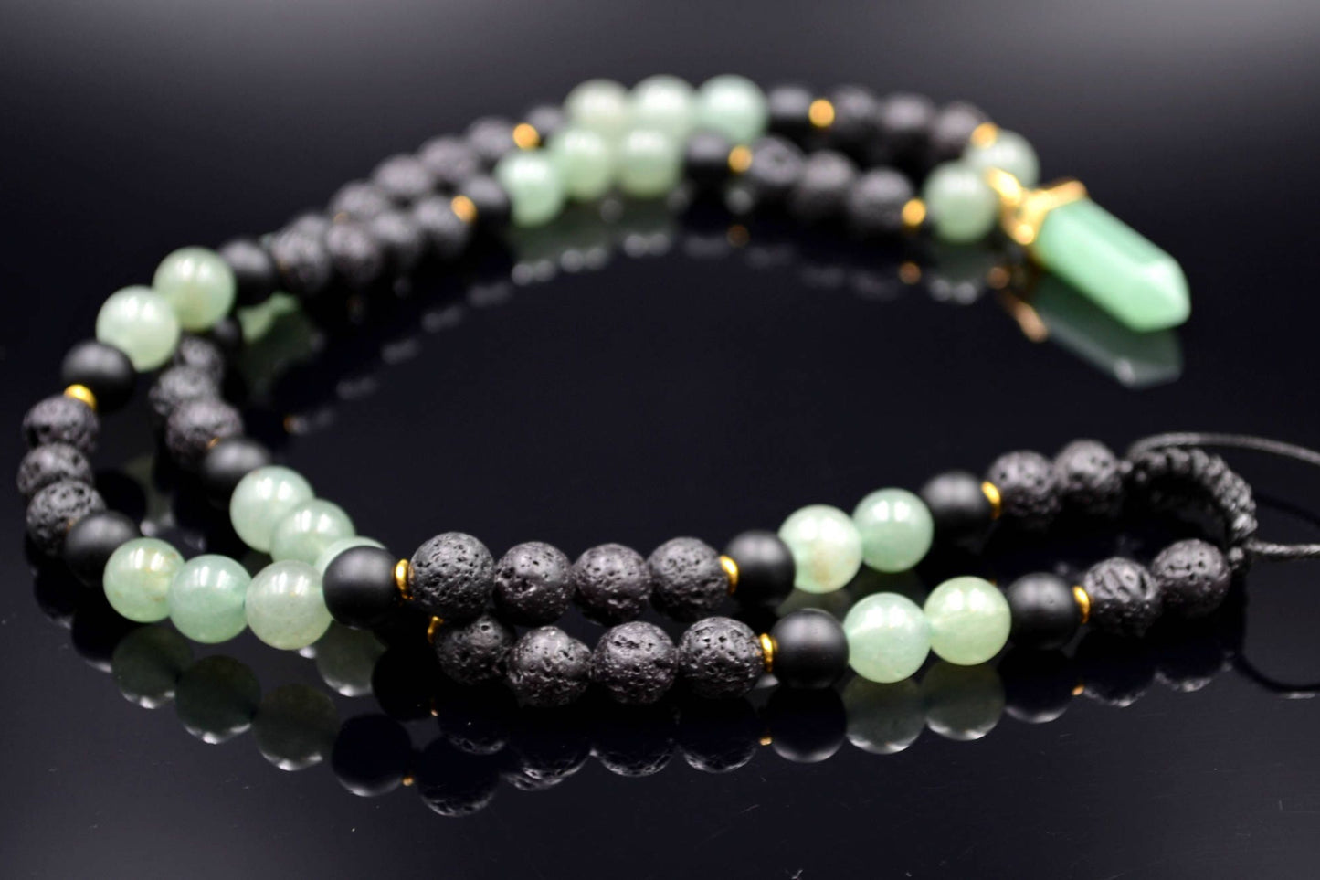 Men's Aventurine Necklace Pendant Necklace Crystal Necklace Beaded Necklace Lava Stone Necklace Gemstone Necklace Gift for Men Jewelry - Shamballa Necklace - Birthstone Necklace - Gemstone Necklace Men - Chakra Necklace - Macrame Necklace  - Healing Necklace - Valinde
