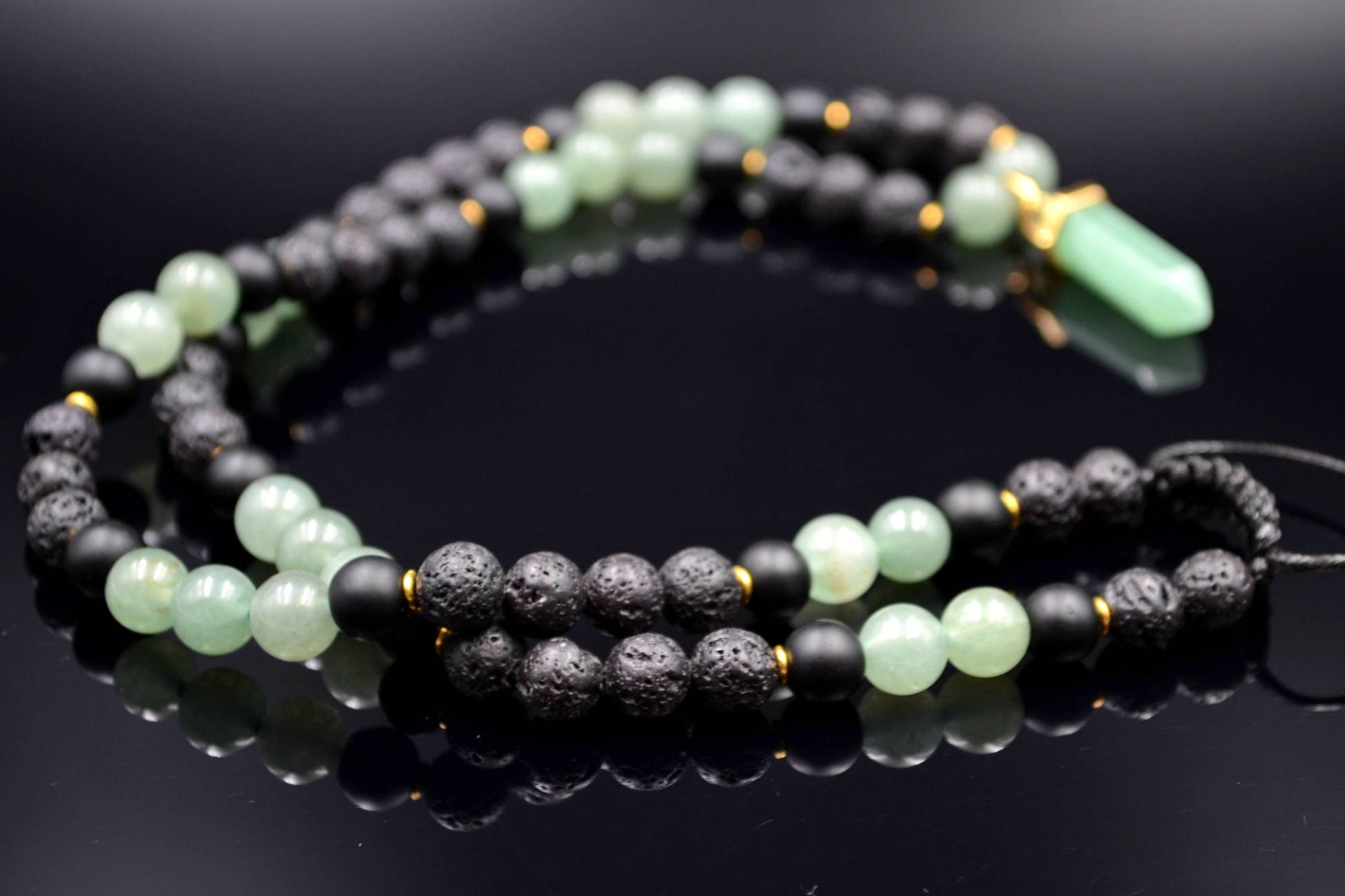 Men's Aventurine Necklace Pendant Necklace Crystal Necklace Beaded Necklace Lava Stone Necklace Gemstone Necklace Gift for Men Jewelry - Shamballa Necklace - Birthstone Necklace - Gemstone Necklace Men - Chakra Necklace - Macrame Necklace  - Healing Necklace - Valinde
