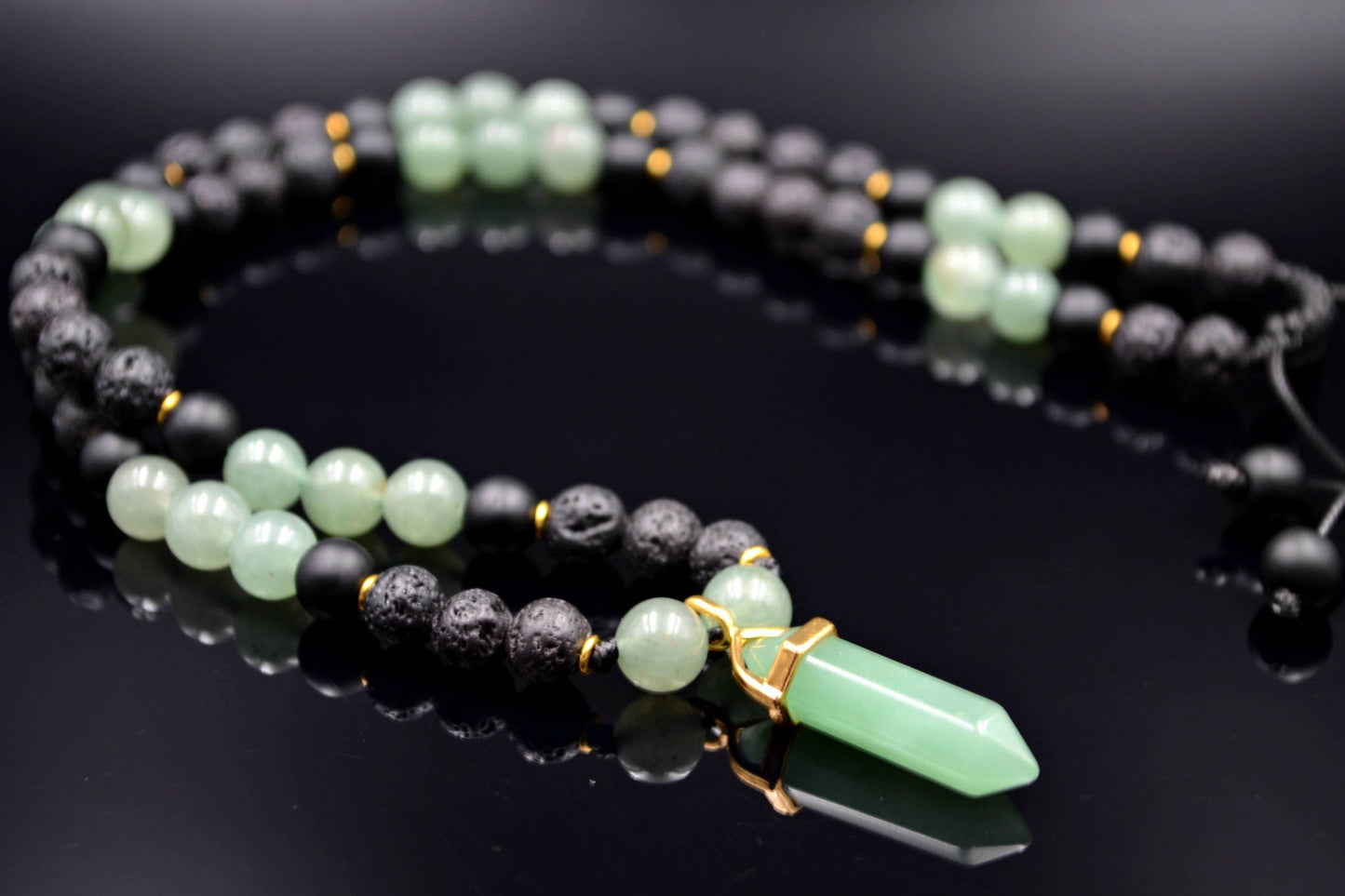 Men's Aventurine Necklace Pendant Necklace Crystal Necklace Beaded Necklace Lava Stone Necklace Gemstone Necklace Gift for Men Jewelry - Shamballa Necklace - Birthstone Necklace - Gemstone Necklace Men - Chakra Necklace - Macrame Necklace  - Healing Necklace - Valinde
