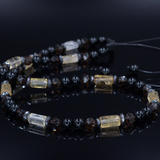 Men's Citrine Necklace / Short Crystal Necklace / Raw Citrine Necklace / Gift for Men / Black Agate Necklace / Gemstone Birthstone Necklace - Shamballa Necklace - Birthstone Necklace - Gemstone Necklace Men - Chakra Necklace - Macrame Necklace  - Healing Necklace - Valinde