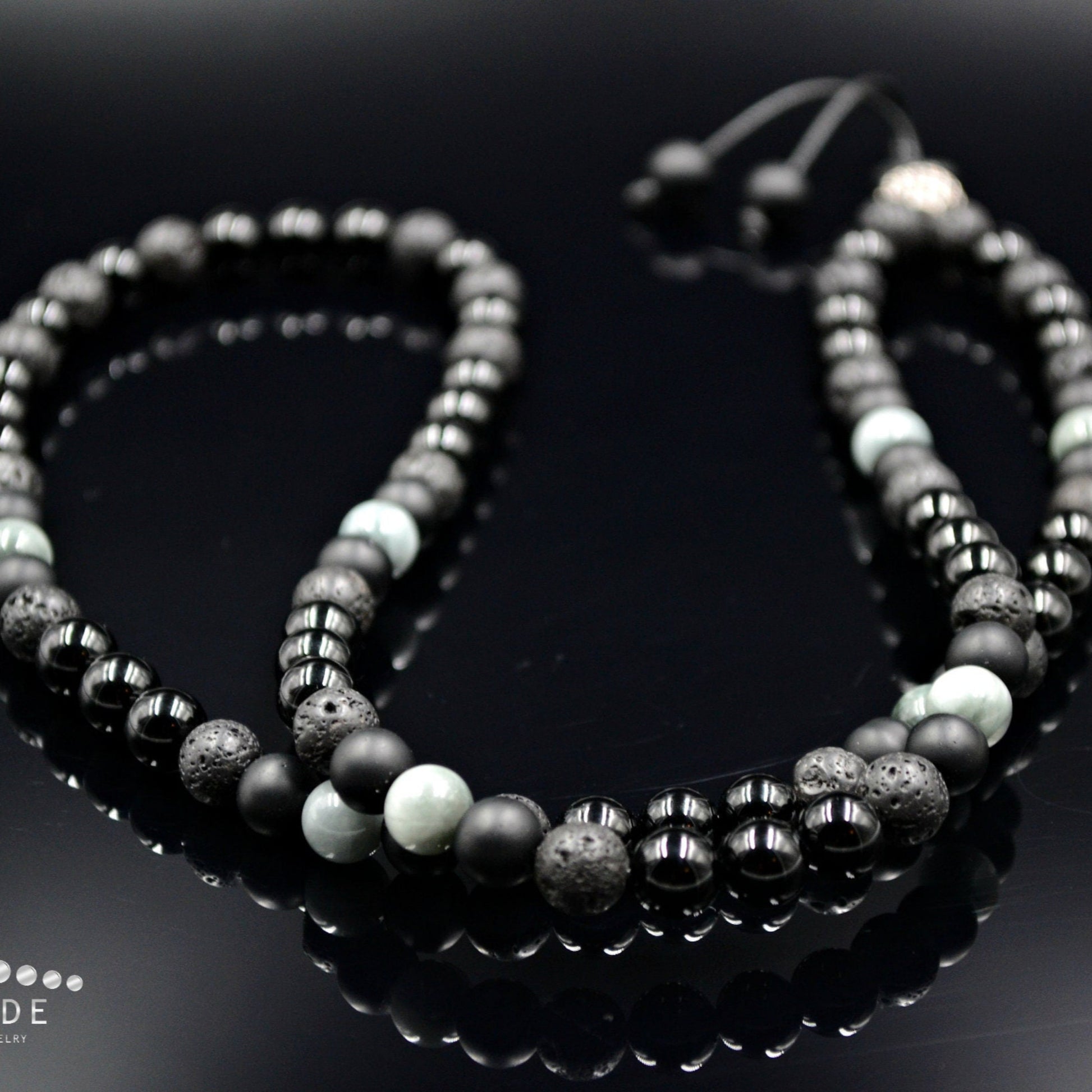 Men's Hawk's Eye Crystal Necklace Cubic Zirconia Bead Necklace Long Necklace Black Agate Necklace Lava Stone Necklace Gift for Men - Shamballa Necklace - Birthstone Necklace - Gemstone Necklace Men - Chakra Necklace - Yoga Necklace - Mantra Necklace -Macrame Necklace  - Healing Necklace - Valinde
