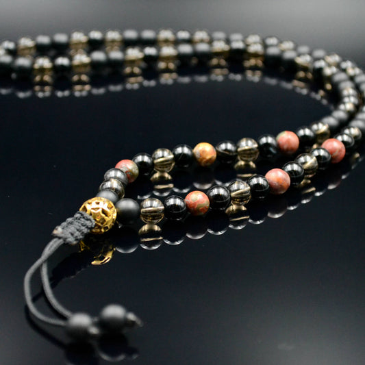 Men's Jasper Necklace Gemstone Beaded Necklace Long Necklace Gift for Men Onyx Necklace Men's Jewelry Agate Necklace for Men Herren Kette  - Shamballa Necklace - Birthstone Necklace - Gemstone Necklace Men - Chakra Necklace - Yoga Necklace - Mantra Necklace -Macrame Necklace  - Healing Necklace - Valinde