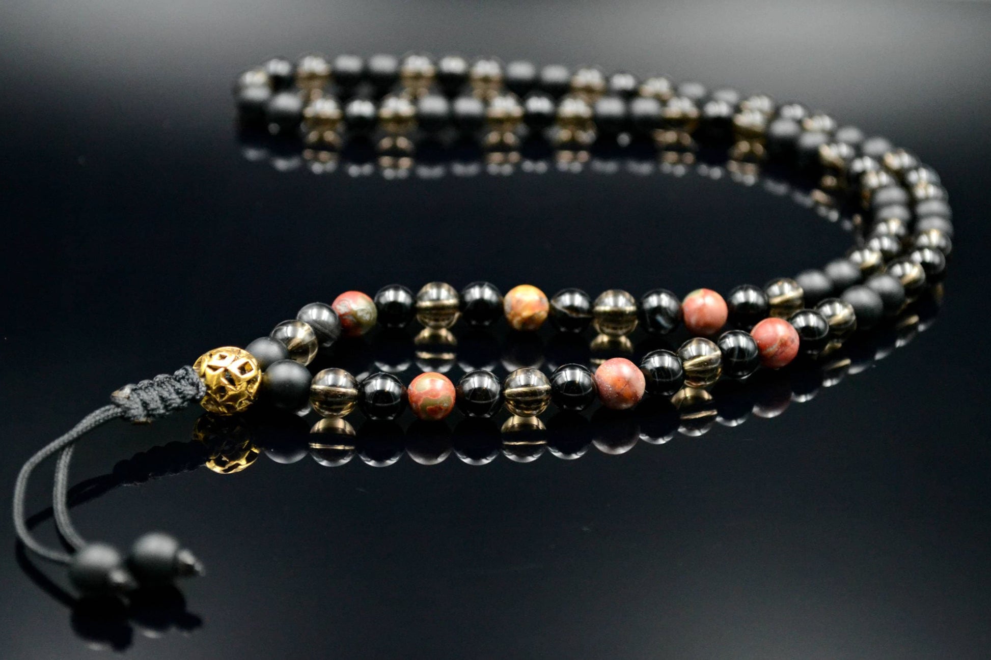 Men's Jasper Necklace Gemstone Beaded Necklace Long Necklace Gift for Men Onyx Necklace Men's Jewelry Agate Necklace for Men Herren Kette  - Shamballa Necklace - Birthstone Necklace - Gemstone Necklace Men - Chakra Necklace - Yoga Necklace - Mantra Necklace -Macrame Necklace  - Healing Necklace - Valinde
