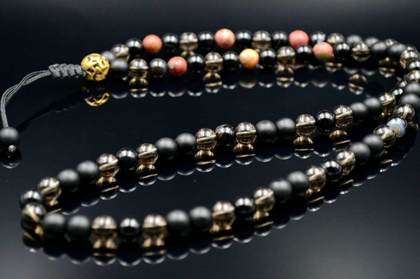 Men's Jasper Necklace Gemstone Beaded Necklace Long Necklace Gift for Men Onyx Necklace Men's Jewelry Agate Necklace for Men Herren Kette  - Shamballa Necklace - Birthstone Necklace - Gemstone Necklace Men - Chakra Necklace - Yoga Necklace - Mantra Necklace -Macrame Necklace  - Healing Necklace - Valinde
