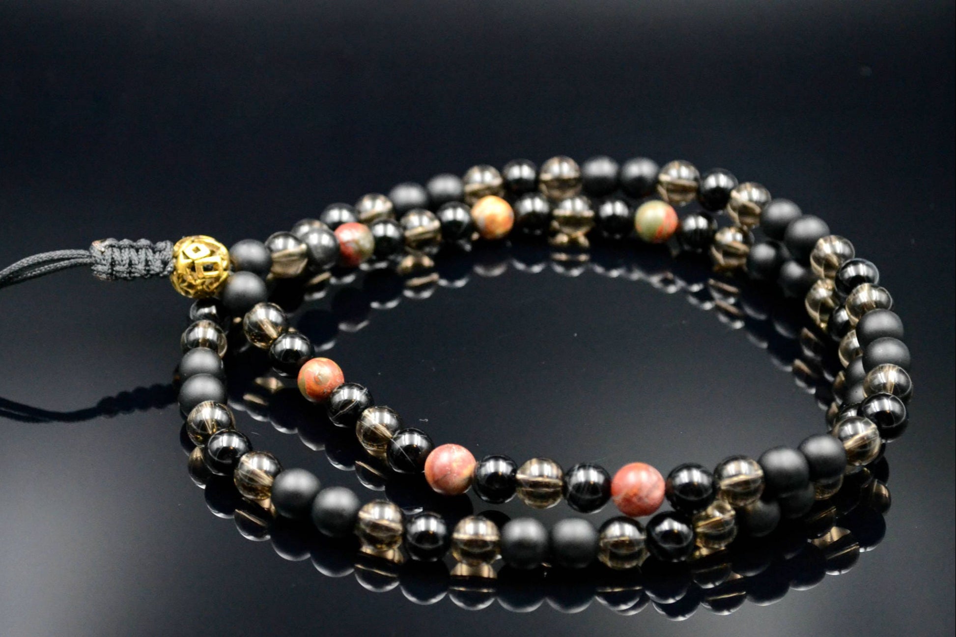 Men's Jasper Necklace Gemstone Beaded Necklace Long Necklace Gift for Men Onyx Necklace Men's Jewelry Agate Necklace for Men Herren Kette  - Shamballa Necklace - Birthstone Necklace - Gemstone Necklace Men - Chakra Necklace - Yoga Necklace - Mantra Necklace -Macrame Necklace  - Healing Necklace - Valinde
