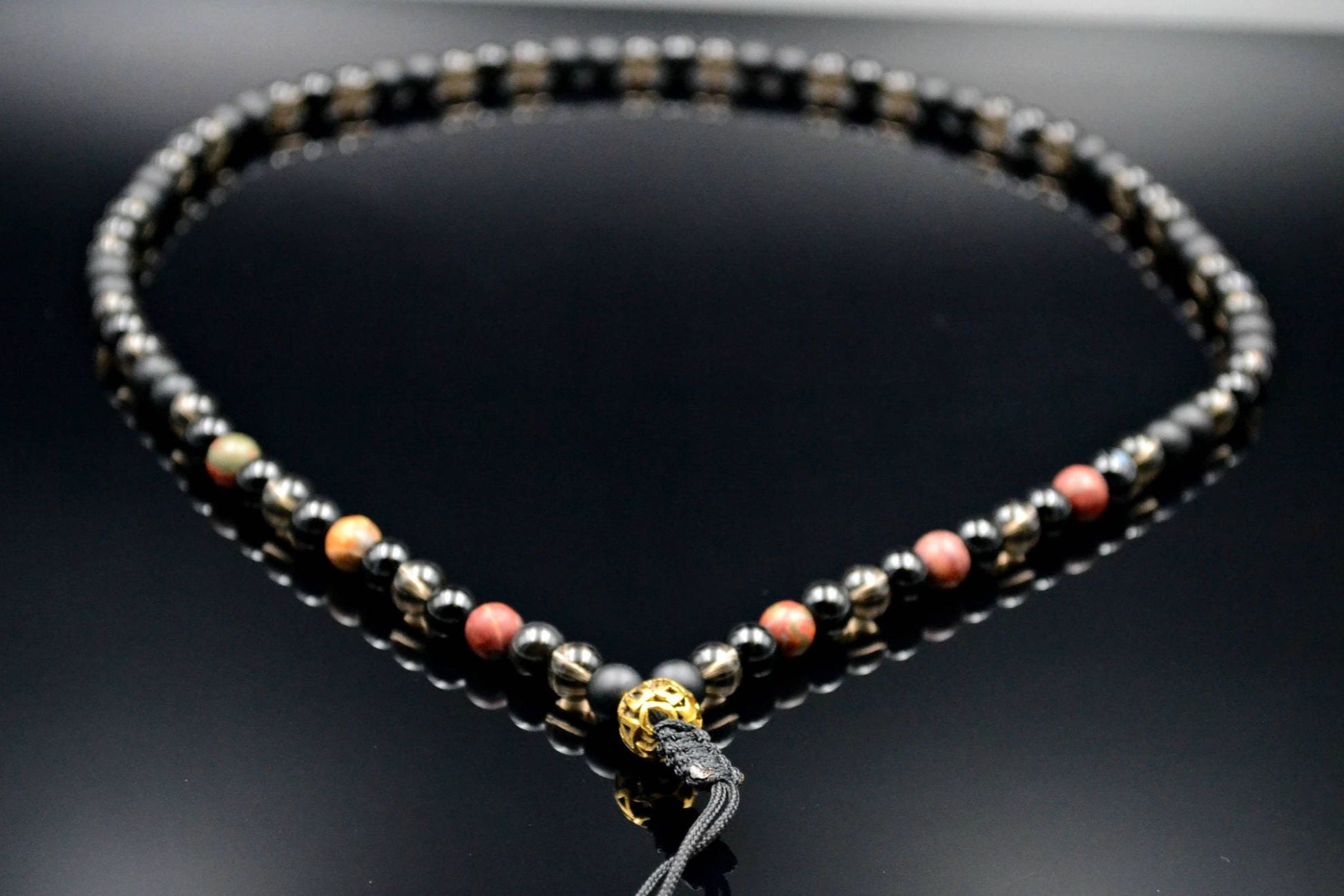 Men's Jasper Necklace Gemstone Beaded Necklace Long Necklace Gift for Men Onyx Necklace Men's Jewelry Agate Necklace for Men Herren Kette  - Shamballa Necklace - Birthstone Necklace - Gemstone Necklace Men - Chakra Necklace - Yoga Necklace - Mantra Necklace -Macrame Necklace  - Healing Necklace - Valinde
