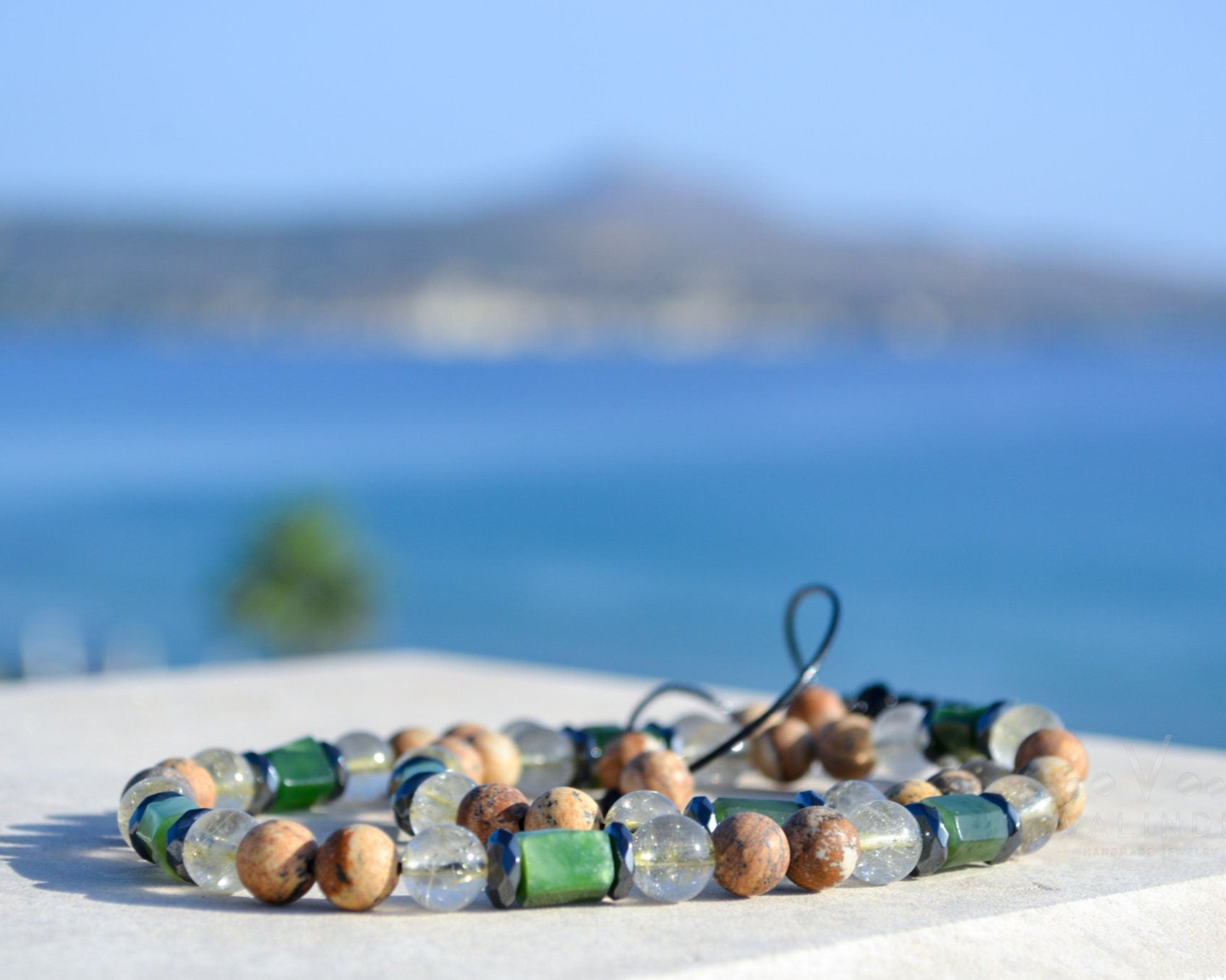 Men's Jasper Necklace Short Crystal Beaded Necklace for Men Gift for Men Rutilated Quartz & Hematite Necklace Christmas Gift for Men  - Shamballa Necklace - Birthstone Necklace - Gemstone Necklace Men - Chakra Necklace - Macrame Necklace  - Healing Necklace - Valinde
