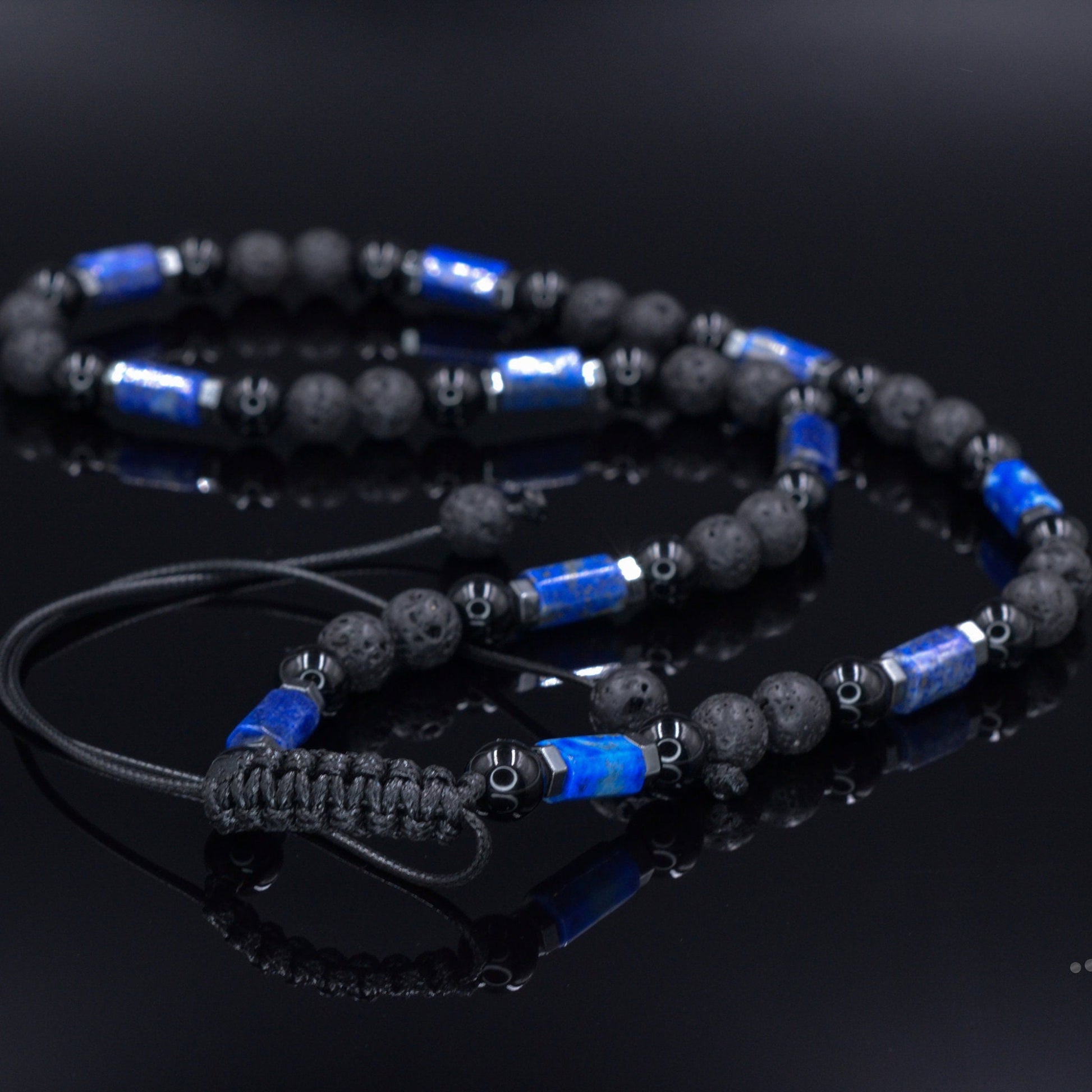 Men's Lapis Lazuli Short Necklace Lava Stone Beaded Necklace Gift for Men Black Agate Necklace Stone Beads Necklace Crystal Necklace - Shamballa Necklace - Birthstone Necklace - Gemstone Necklace Men - Chakra Necklace - Yoga Necklace - Mantra Necklace -Macrame Necklace  - Healing Necklace - Valinde