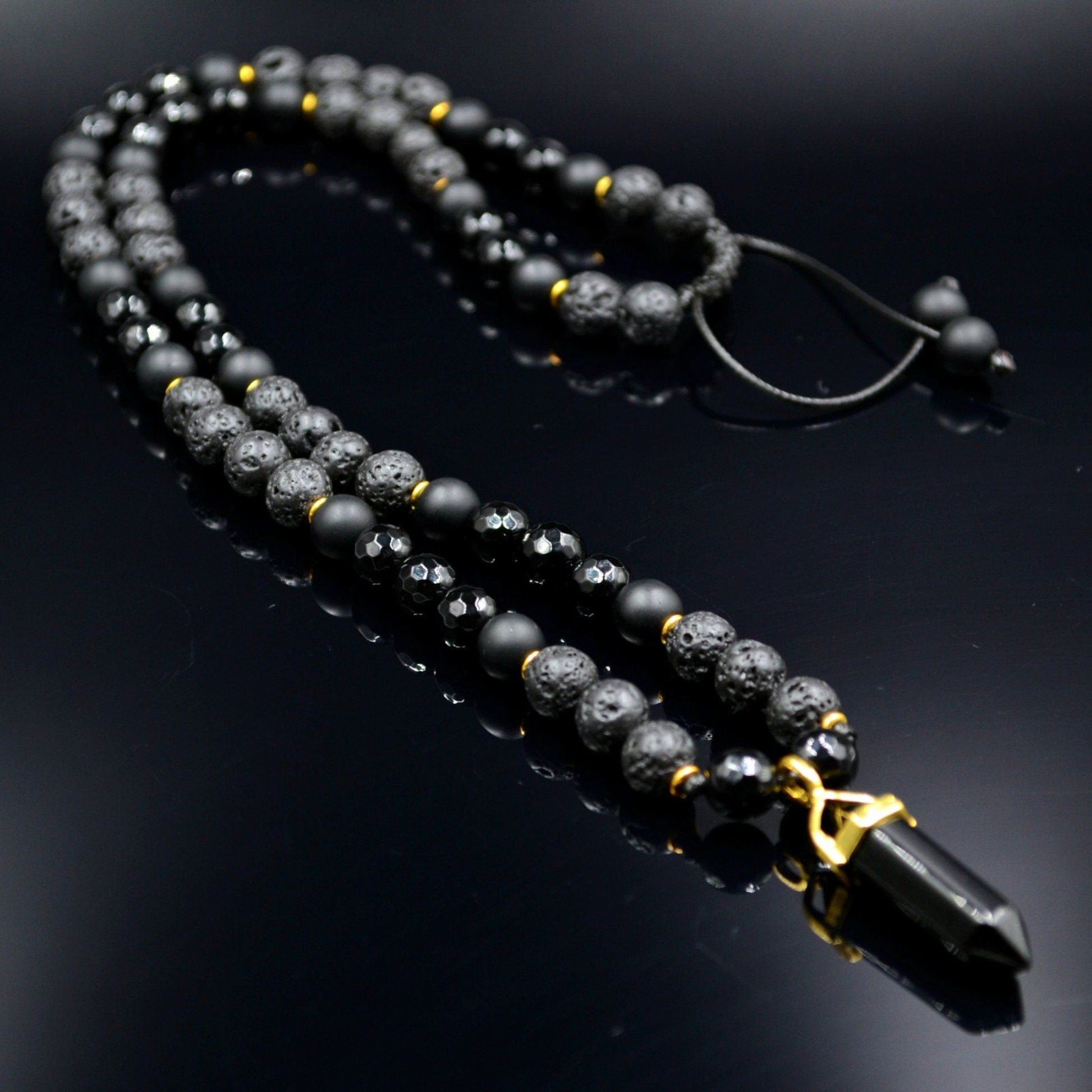 Men's Agate Short Necklace Lava Stone Beaded Necklace Gemstone Necklace For Men Crystal Jewelry Agate Pendant Necklace Men's Gift - Shamballa Necklace - Birthstone Necklace - Gemstone Necklace Men - Chakra Necklace - Macrame Necklace  - Healing Necklace - Valinde
