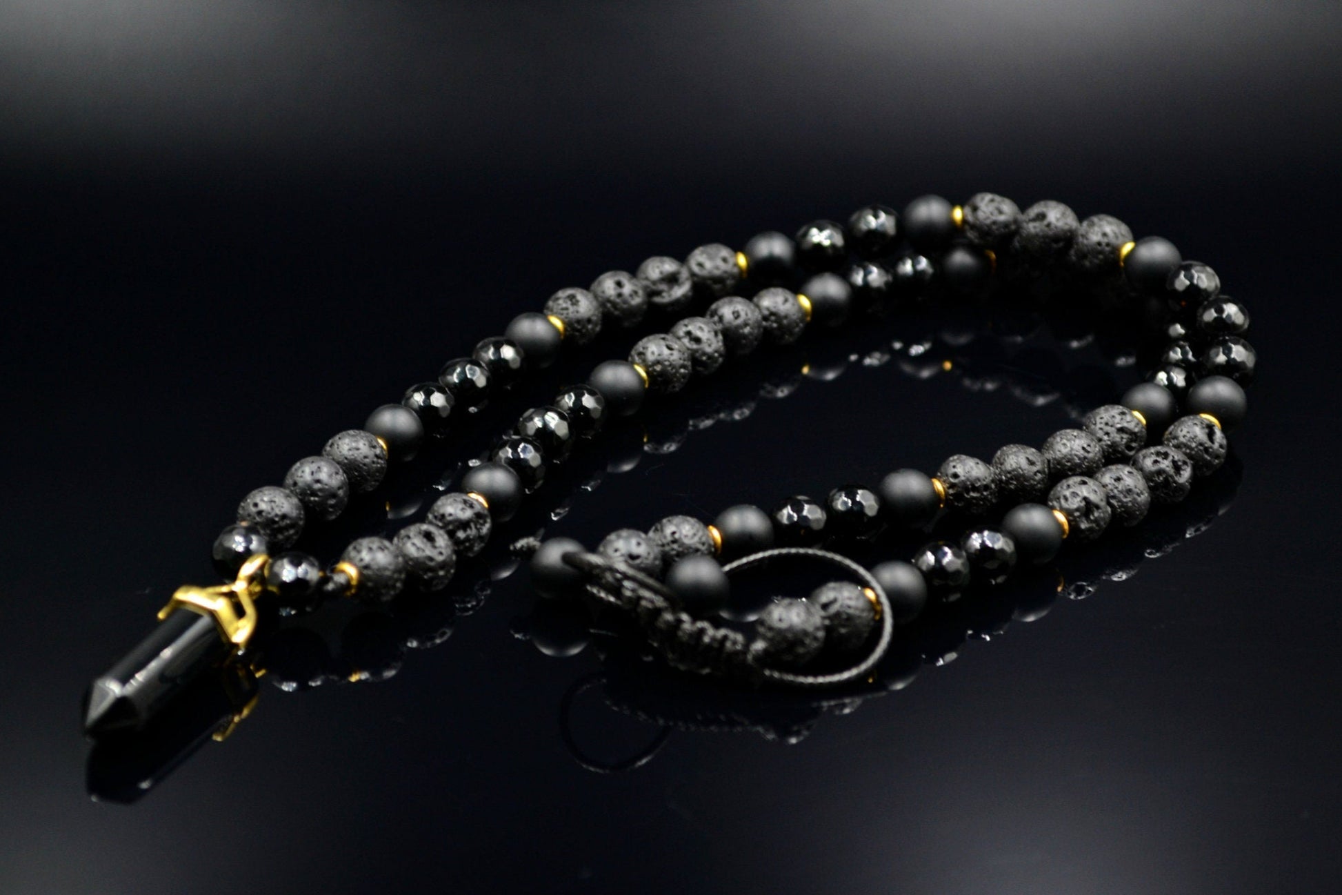 Men's Agate Short Necklace Lava Stone Beaded Necklace Gemstone Necklace For Men Crystal Jewelry Agate Pendant Necklace Men's Gift - Shamballa Necklace - Birthstone Necklace - Gemstone Necklace Men - Chakra Necklace - Macrame Necklace  - Healing Necklace - Valinde
