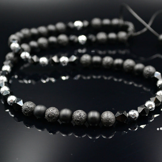 Men's Raw Agate Short Necklace Hematite Necklace Onyx Beaded Necklace Gift for Men Surfer Necklace Gemstone Crystal Necklace Lava Necklace - Shamballa Necklace - Birthstone Necklace - Gemstone Necklace Men - Chakra Necklace - Yoga Necklace - Mantra Necklace -Macrame Necklace  - Healing Necklace - Valinde