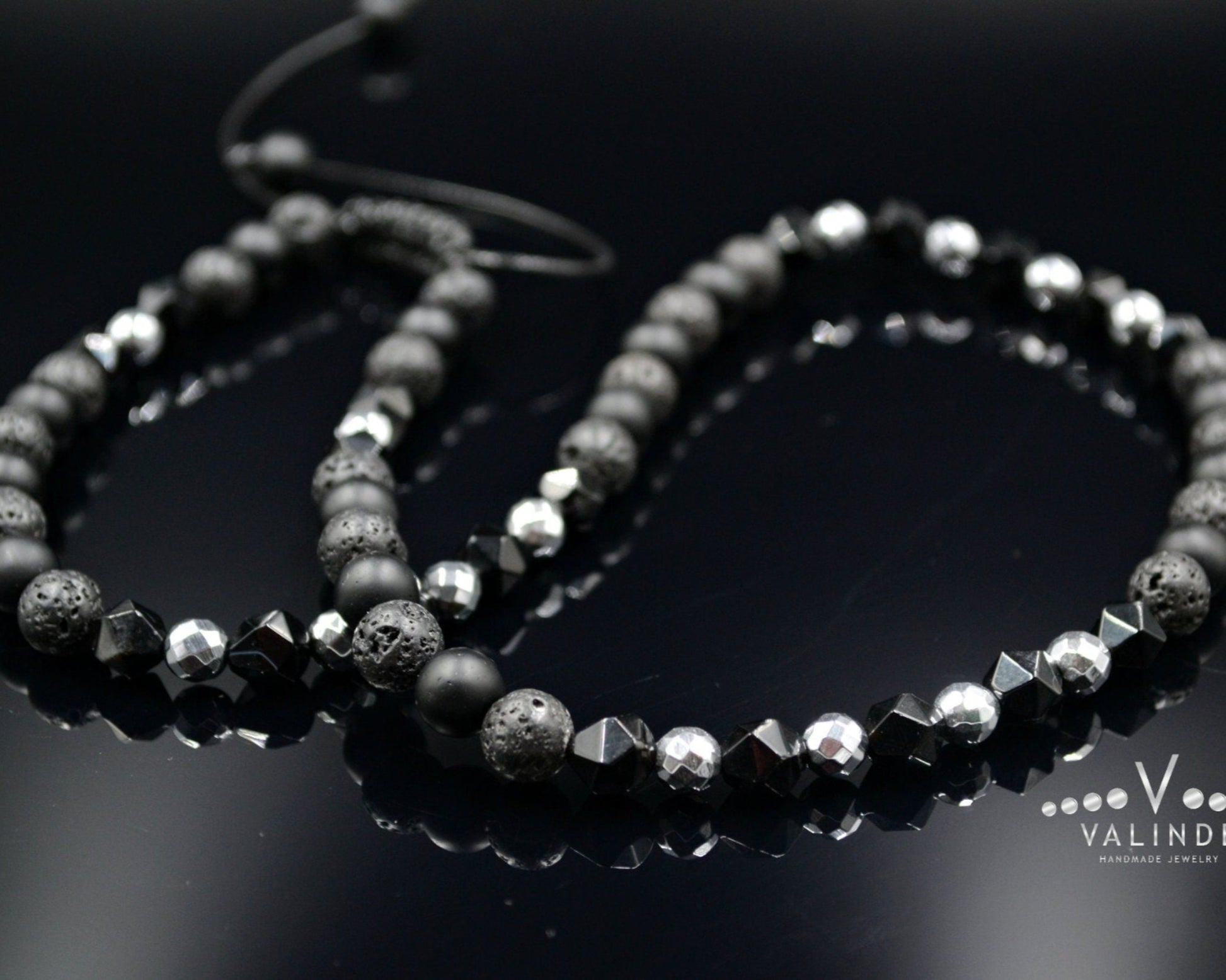 Men's Raw Agate Short Necklace Hematite Necklace Onyx Beaded Necklace Gift for Men Surfer Necklace Gemstone Crystal Necklace Lava Necklace - Shamballa Necklace - Birthstone Necklace - Gemstone Necklace Men - Chakra Necklace - Yoga Necklace - Mantra Necklace -Macrame Necklace  - Healing Necklace - Valinde
