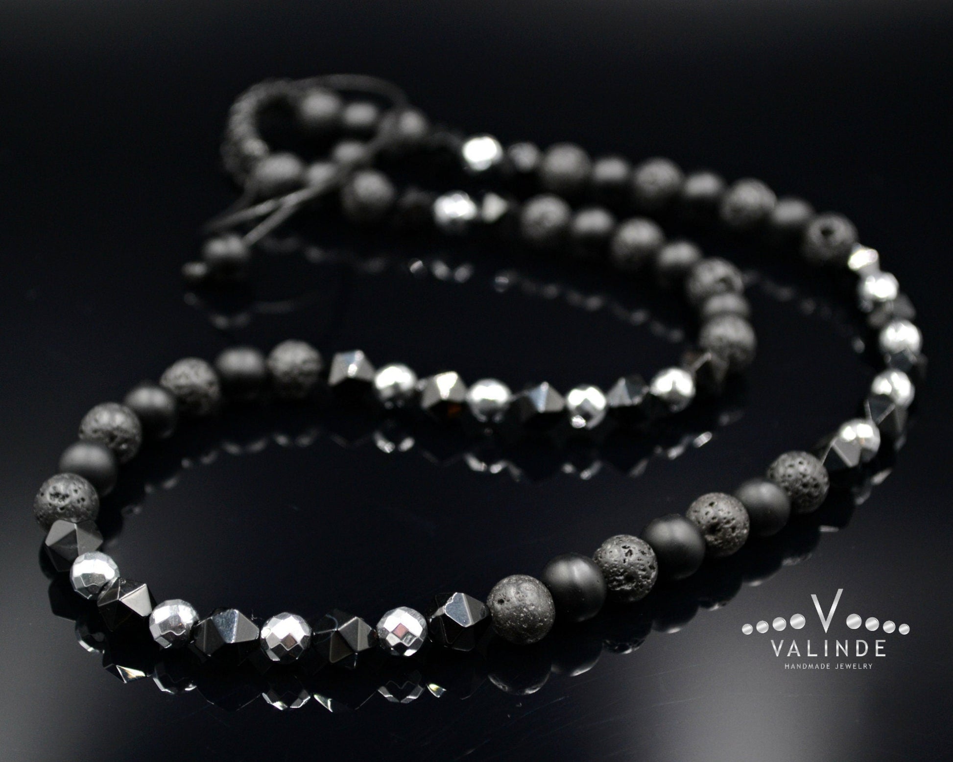 Men's Raw Agate Short Necklace Hematite Necklace Onyx Beaded Necklace Gift for Men Surfer Necklace Gemstone Crystal Necklace Lava Necklace - Shamballa Necklace - Birthstone Necklace - Gemstone Necklace Men - Chakra Necklace - Yoga Necklace - Mantra Necklace -Macrame Necklace  - Healing Necklace - Valinde
