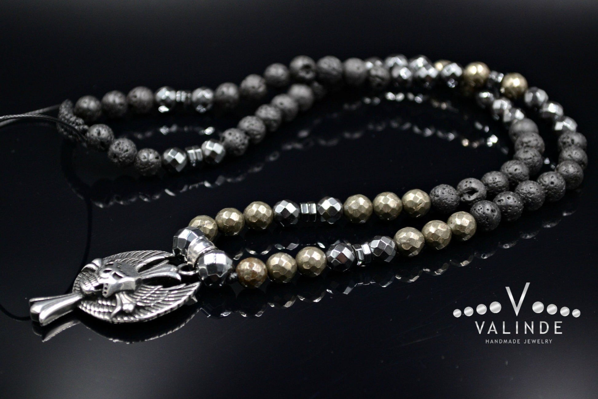 Men's Cross Pendant Necklace Pyrite Necklace Hematite Necklace Long Beaded Necklace Lava Stone Necklace Gift for Men Gemstone Necklace  - Shamballa Necklace - Birthstone Necklace - Gemstone Necklace Men - Chakra Necklace - Yoga Necklace - Mantra Necklace -Macrame Necklace  - Healing Necklace - Valinde
