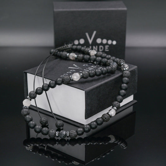 Men's Black Onyx Necklace, Short Adjustable Necklace, Lava Stone Quartz Hematite Beads Necklace, Gift for Men, Black Lava Necklace for Men  - Shamballa Necklace - Birthstone Necklace - Gemstone Necklace Men - Chakra Necklace - Yoga Necklace - Mantra Necklace -Macrame Necklace  - Healing Necklace - Valinde