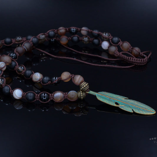 Men's Macrame Necklace Agate Necklace Gift For Him Beaded Necklace Onyx Necklace Gemstone Necklace Gift for Men Men's Jewelry Men's Gift - Shamballa Necklace - Birthstone Necklace - Gemstone Necklace Men - Chakra Necklace - Macrame Necklace  - Healing Necklace - Valinde