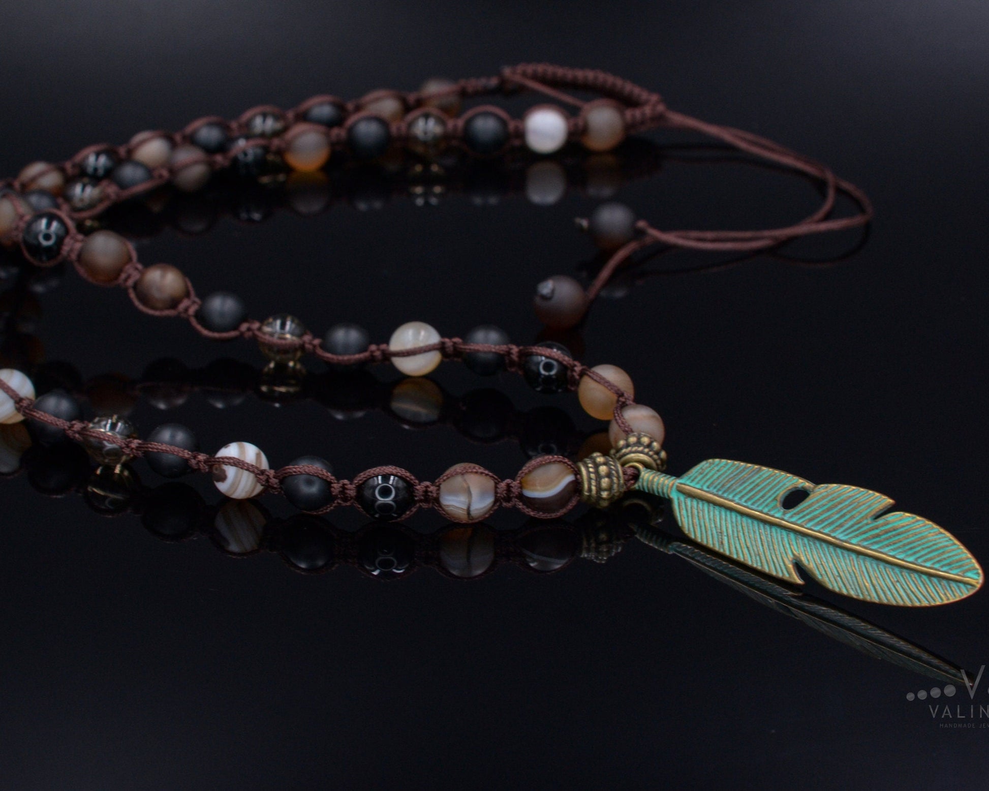 Men's Macrame Necklace Agate Necklace Gift For Him Beaded Necklace Onyx Necklace Gemstone Necklace Gift for Men Men's Jewelry Men's Gift - Shamballa Necklace - Birthstone Necklace - Gemstone Necklace Men - Chakra Necklace - Macrame Necklace  - Healing Necklace - Valinde
